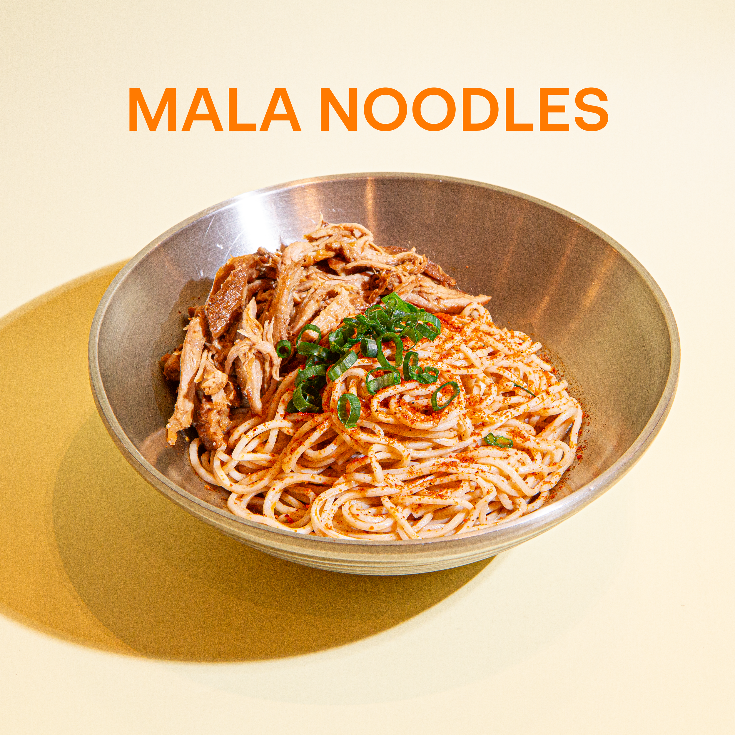 Spicy Sichuan sauce, pepper dust, green onions, and your choice of braise chicken, pork, or tofu.