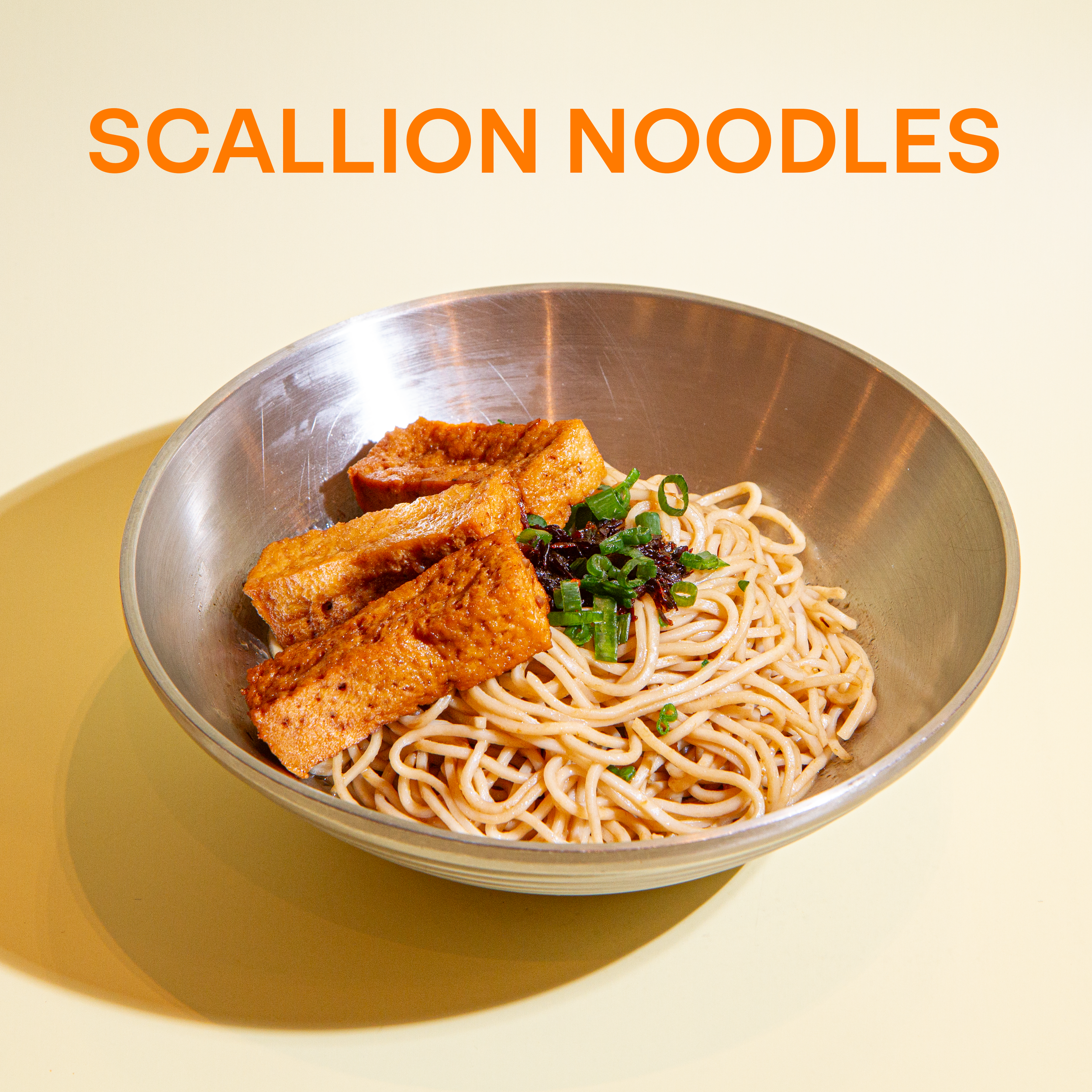 Savory scallion sauce, fried scallion bits, green onions, and your choice of braise chicken, pork, or tofu.
