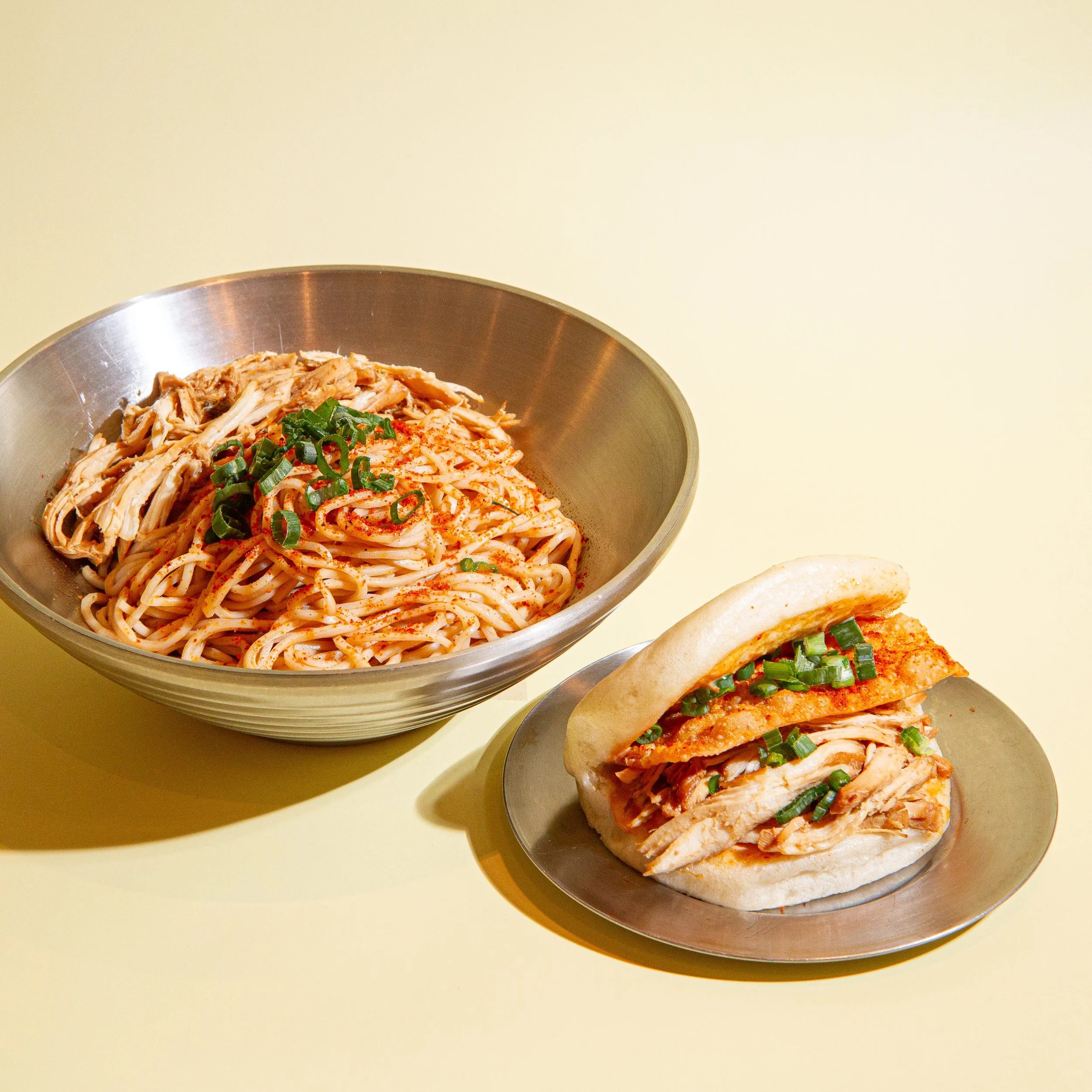 Tossed Noodles + Bao Bun