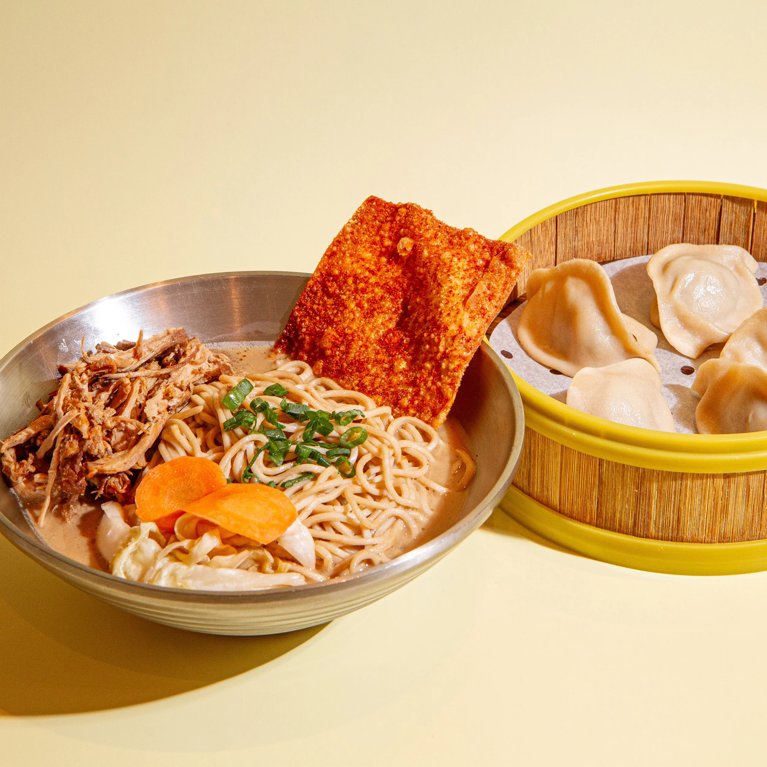 Noodle Soup + Steamed Dumplings