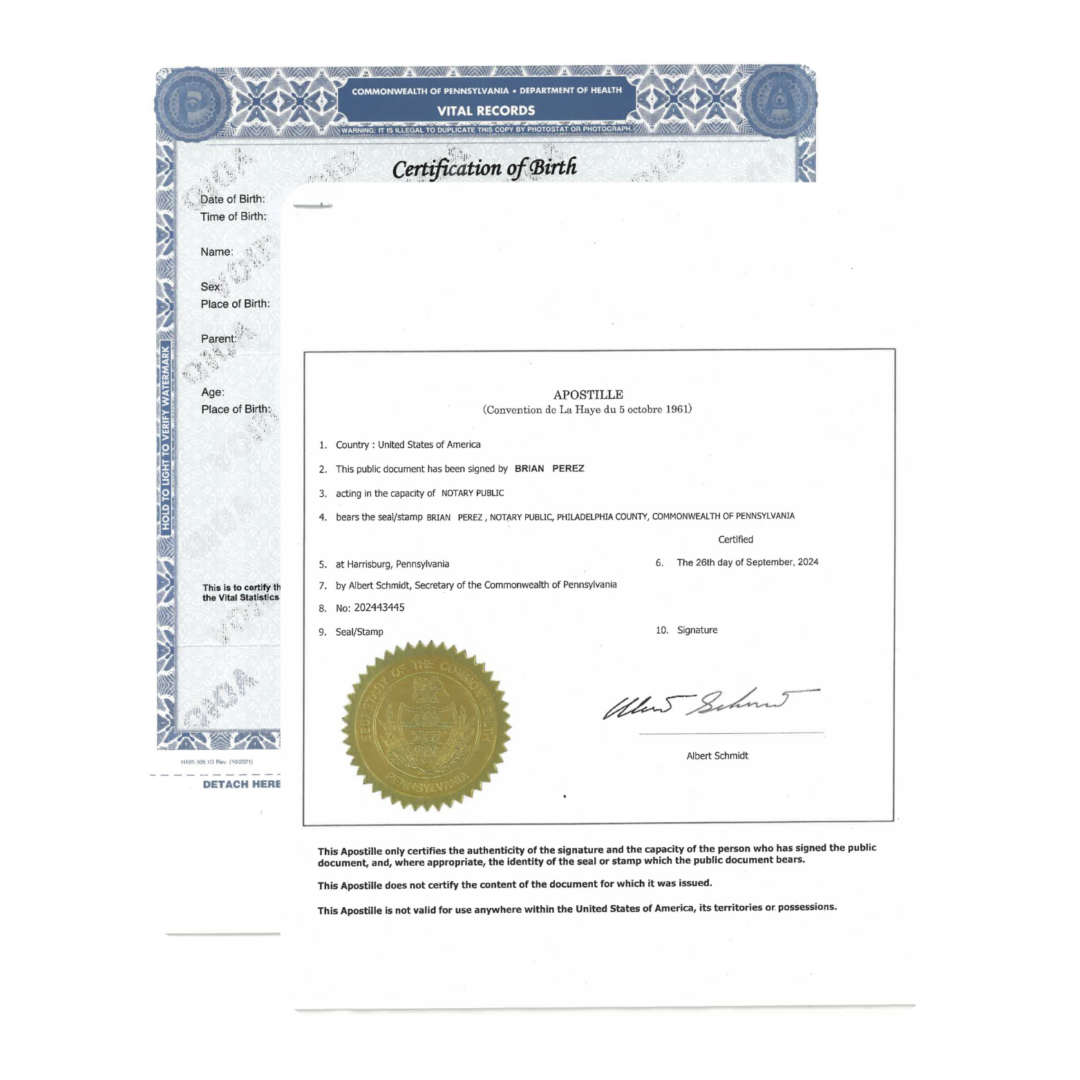 Pennsylvania Birth Certificate Apostille Philadelphia Notary Apostille