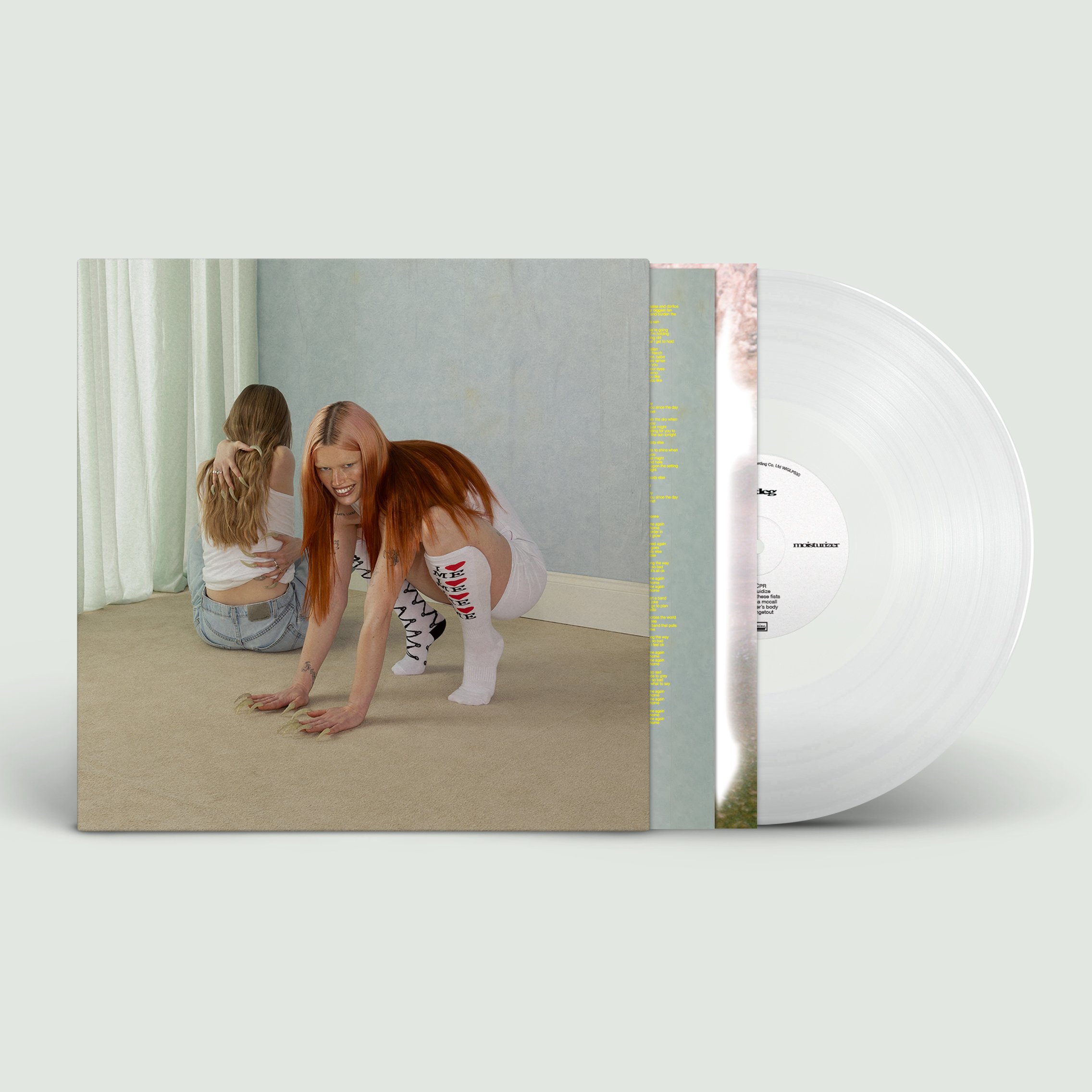 Wet Leg moisturizer vinyl album cover and clear vinyl LP