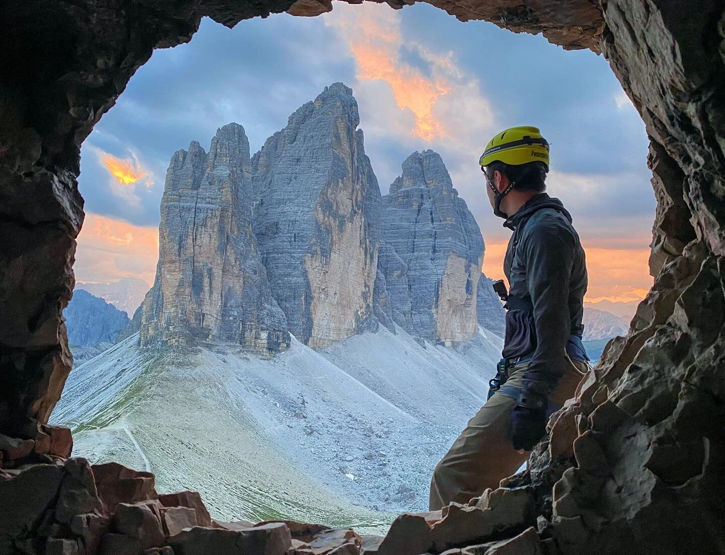 Sunset from a window built by Italian Army during World War I
@dolomiti.it  @dolomites @italian_dolomites 
#dolomites #dolomiti #dolomite #trecime #trecimedilavaredo #italy #italy🇮🇹 #italytravel #italytrip #italia #italian #viaferrata #hiking #hik