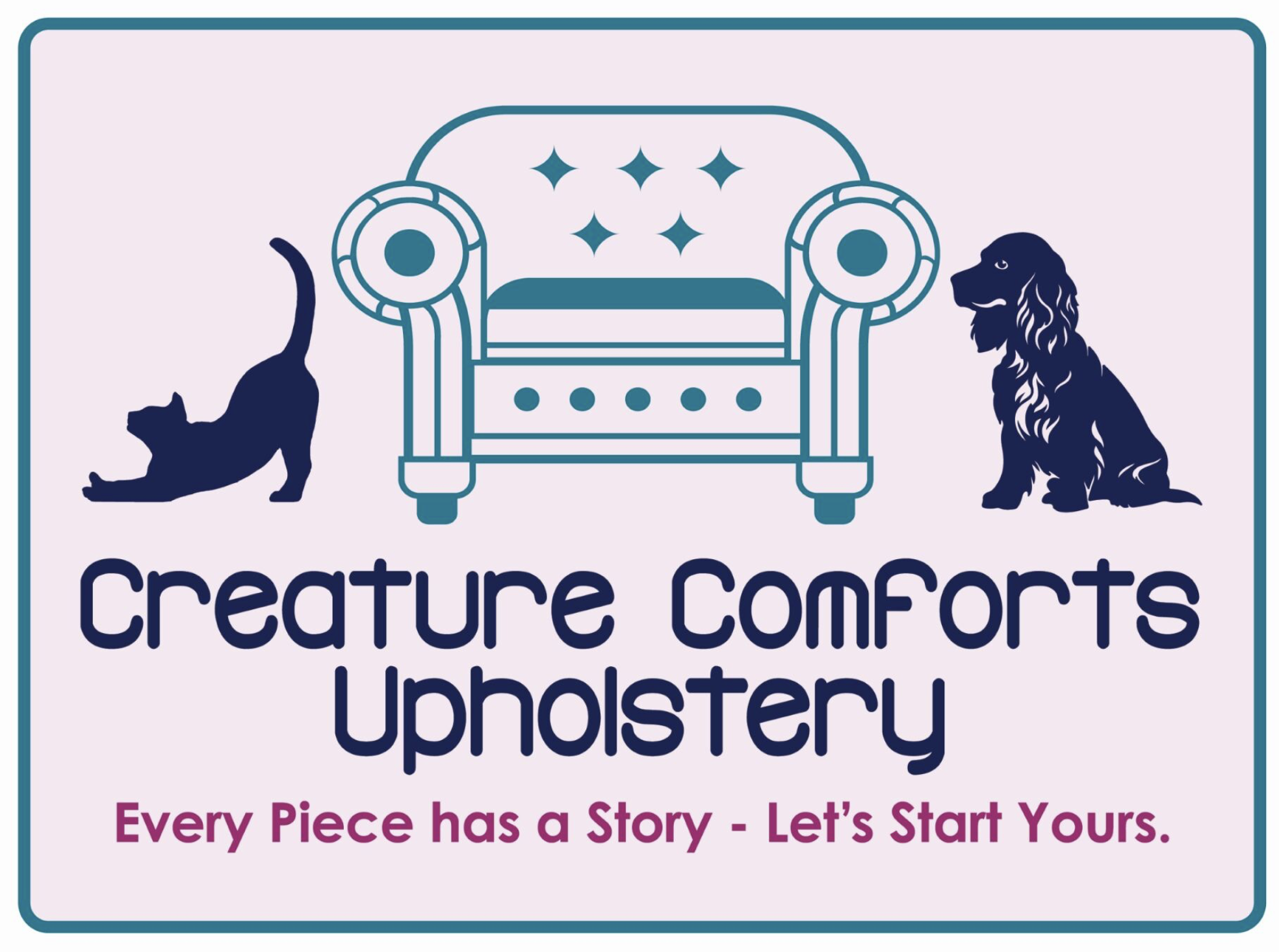 Logo for Creature Comforts Upholstery  'Every Piece has a Story - Let’s Start Yours.'