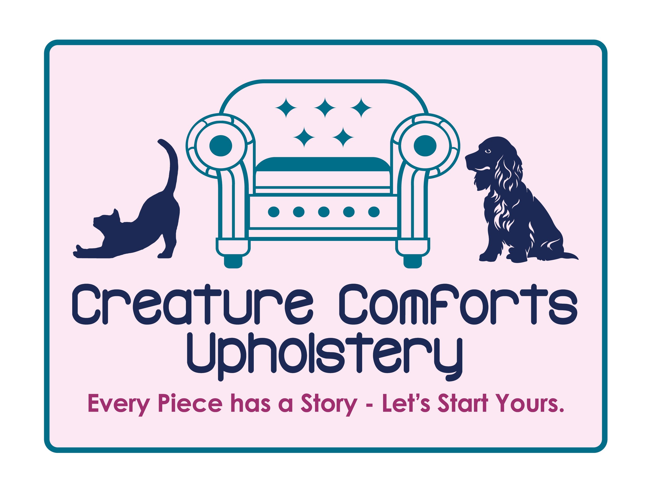 Logo for Creature Comforts Upholstery 'Every Piece has a Story - Let's Start Yours'