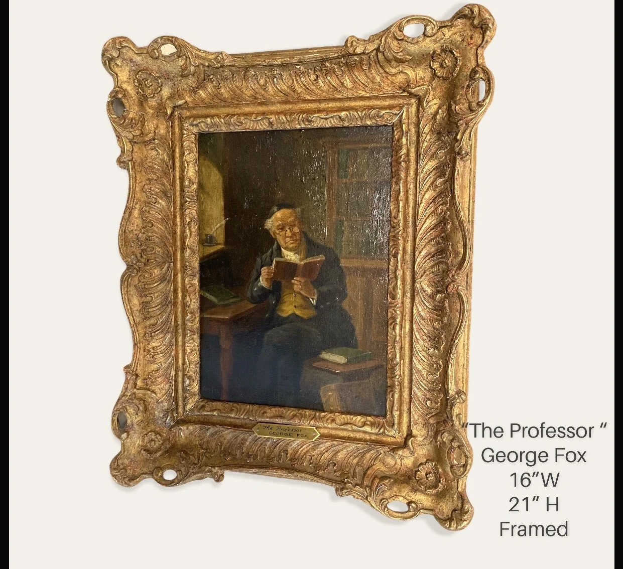 ''The Professor'' George Fox Original Painting Framed Oil on Board Signed