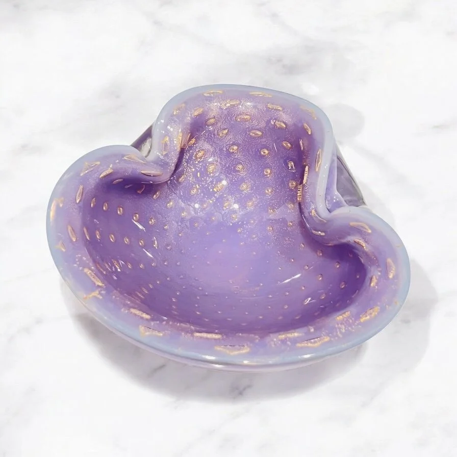 Vintage Alfred Barbini Murano Italy MCM 1950's Bullicante  Lilac Bowl/Ashtray