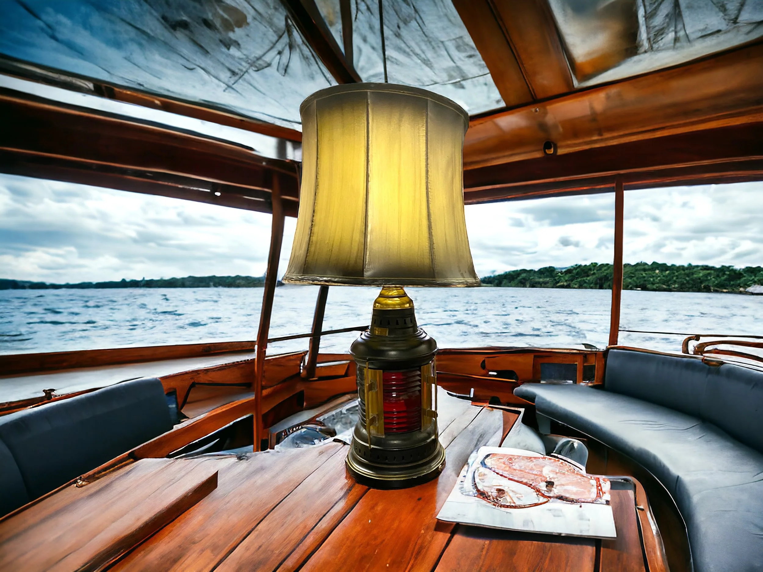 Vintage Perko Brass Navigation Light Table Lamp