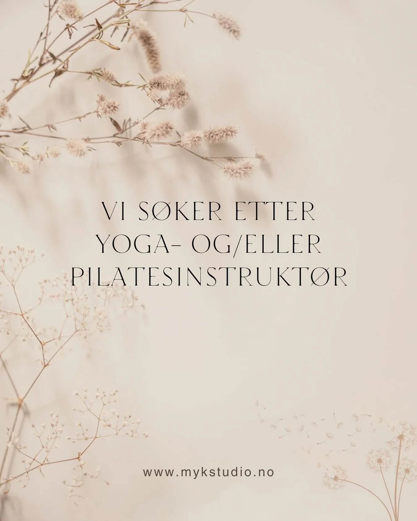 Vi utvider teamet v&aring;rt, og s&oslash;ker derfor etter en sertifisert yoga- og eller pilatesinstrukt&oslash;r. Du b&oslash;r trives med &aring; lede sm&aring; grupper med fokus p&aring; trygghet og tett oppf&oslash;lging. 

Ta gjerne kontakt med 