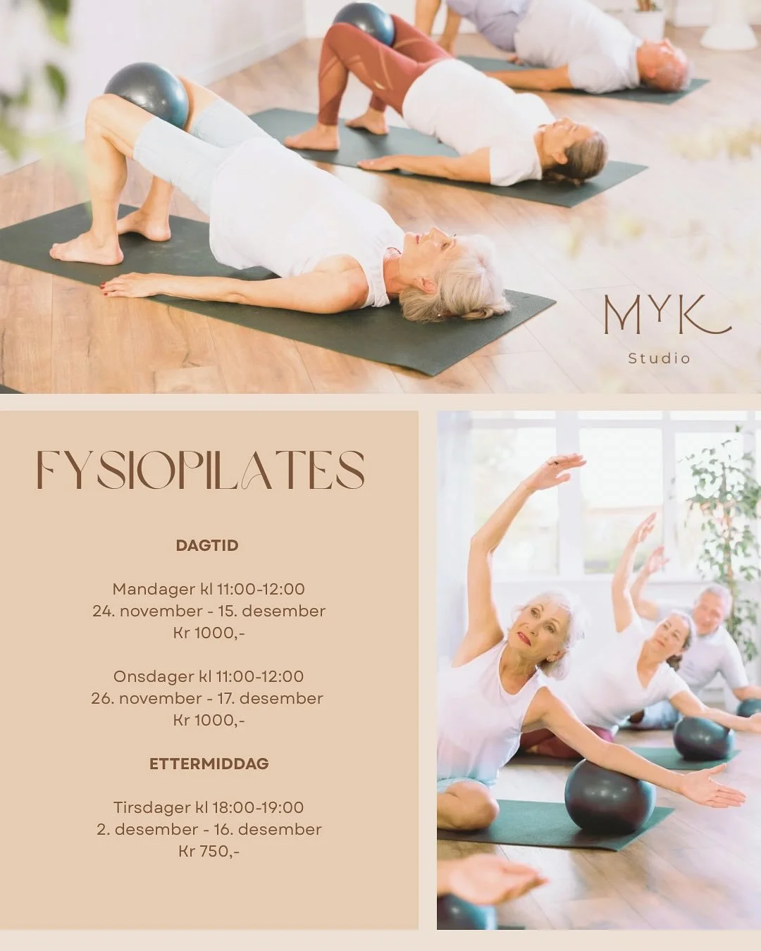 Kunne du tenke deg &aring; pr&oslash;ve FysioPilates? 😊 Det har &aring;pnet seg opp ett par ledige plasser p&aring; dagtid og ettermiddag n&aring; f&oslash;r jul, og du er hjertelig velkommen med ✨

P&aring;melding og mer informasjon finner du p&ari