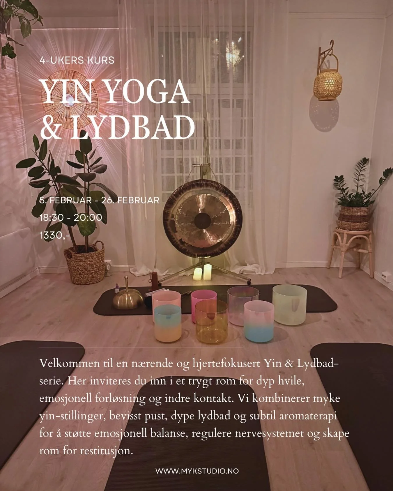 Velkommen til et n&aelig;rende pusterom i vinterm&oslash;rket, hver torsdag i februar 🤍 

Hver uke har sitt eget tema, og bygger gradvis videre gjennom m&aring;neden: 

1. torsdag: En myk &aring;pning inn i hjertet. Vi inviterer til selvkj&aelig;rli