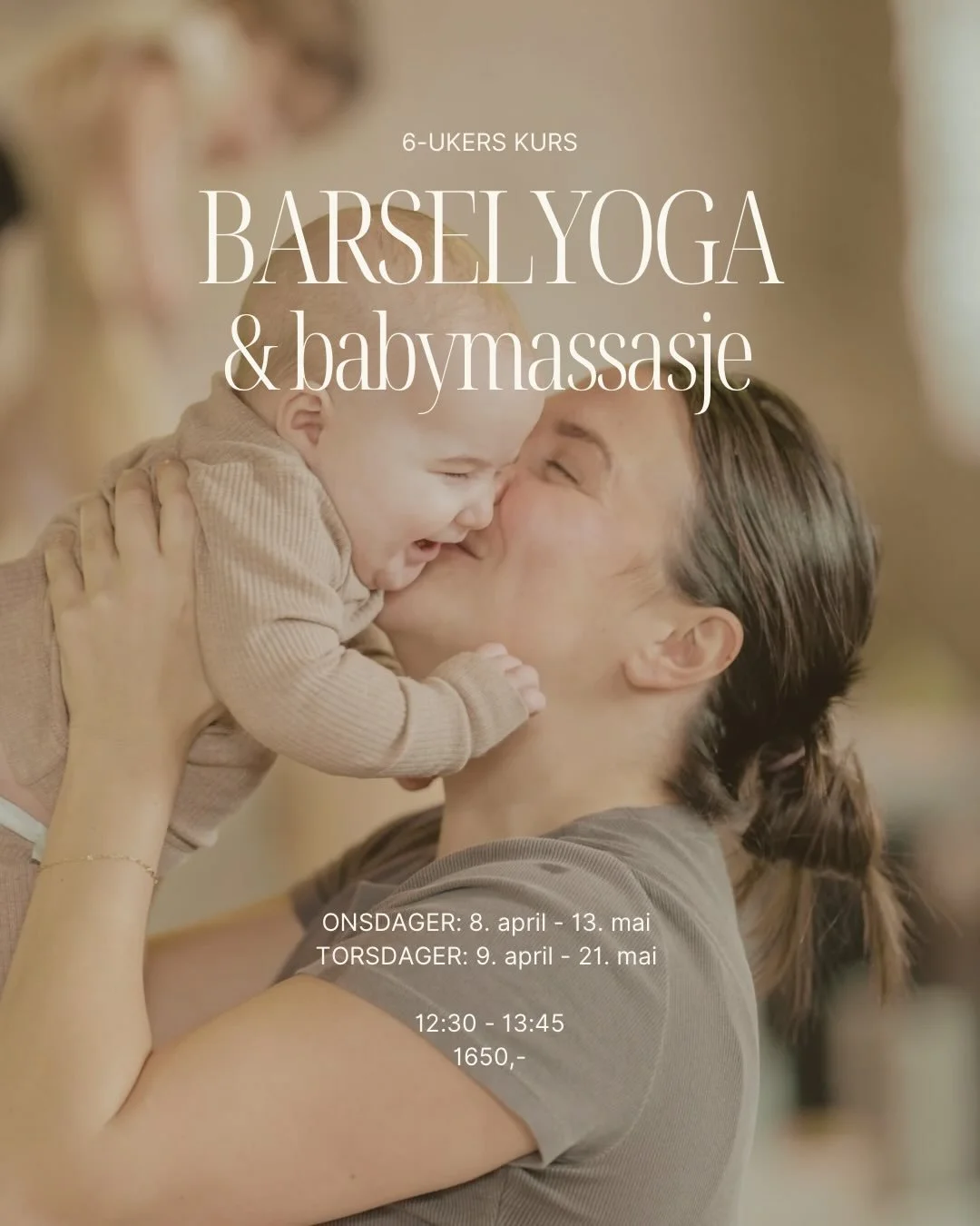 Velkommen til nye kurs i BarselYoga &amp; babymassasje 🤍 

BarselYoga hos oss er en n&aelig;rende og gledesfylt yogatime som er spesielt utviklet for &aring; skape en meningsfull opplevelse for b&aring;de deg og din baby. 

Du jobber blant annet med