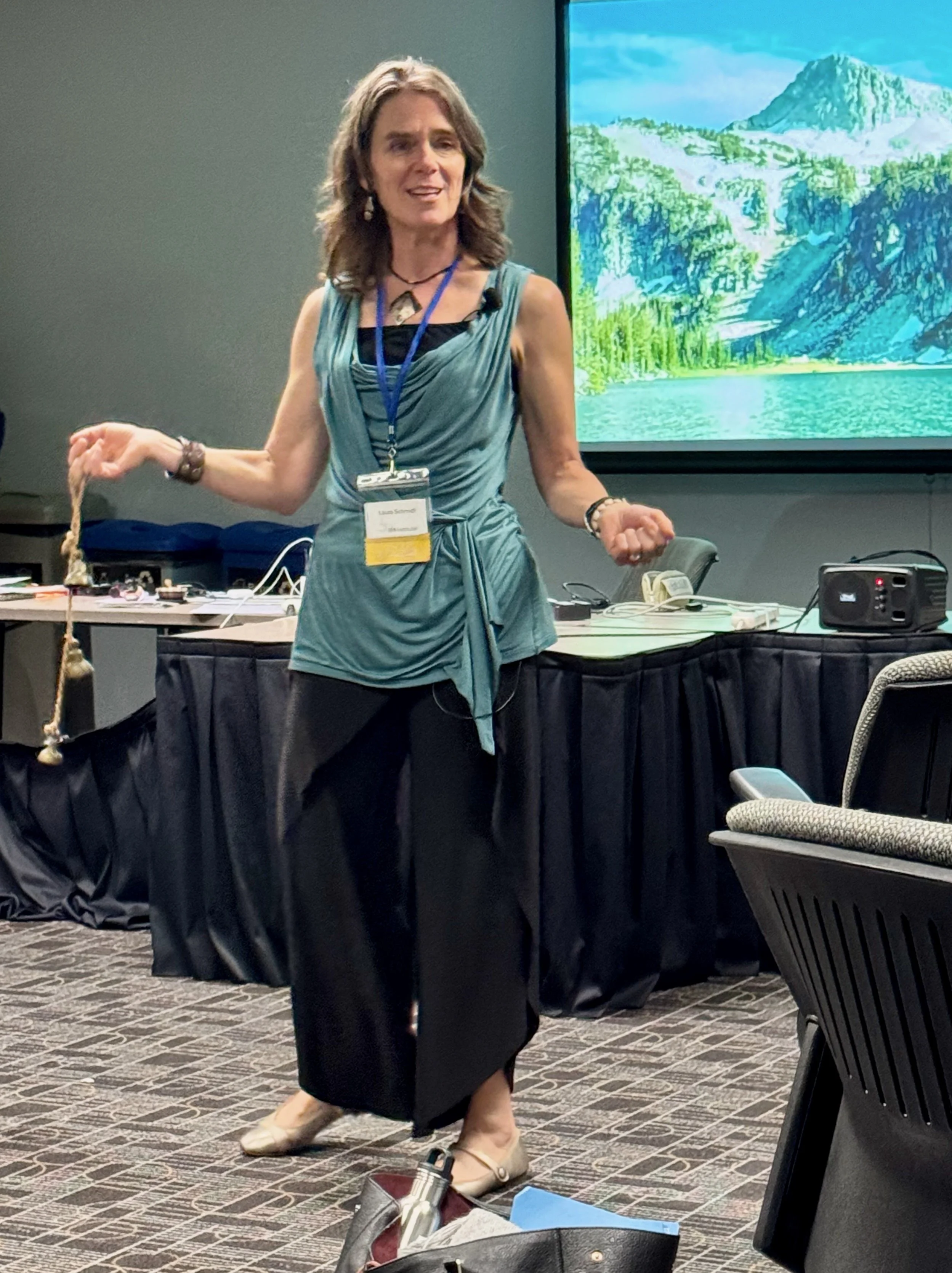 Laura Schmidt leading a workshop session in a professional setting