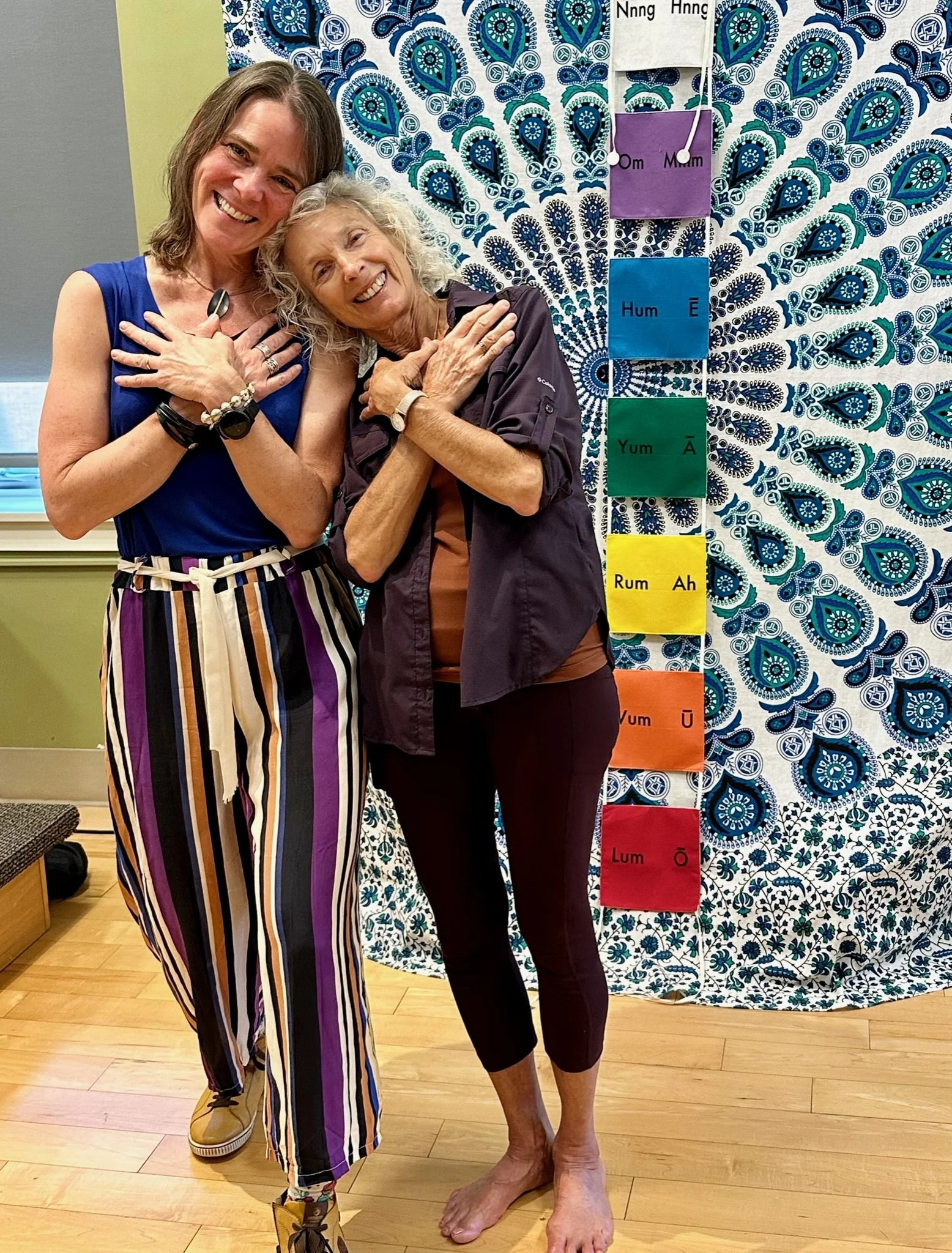 Laura Schmidt with Amy Weintraub during an IFS and LifeForce Yoga retreat at Kripalu
