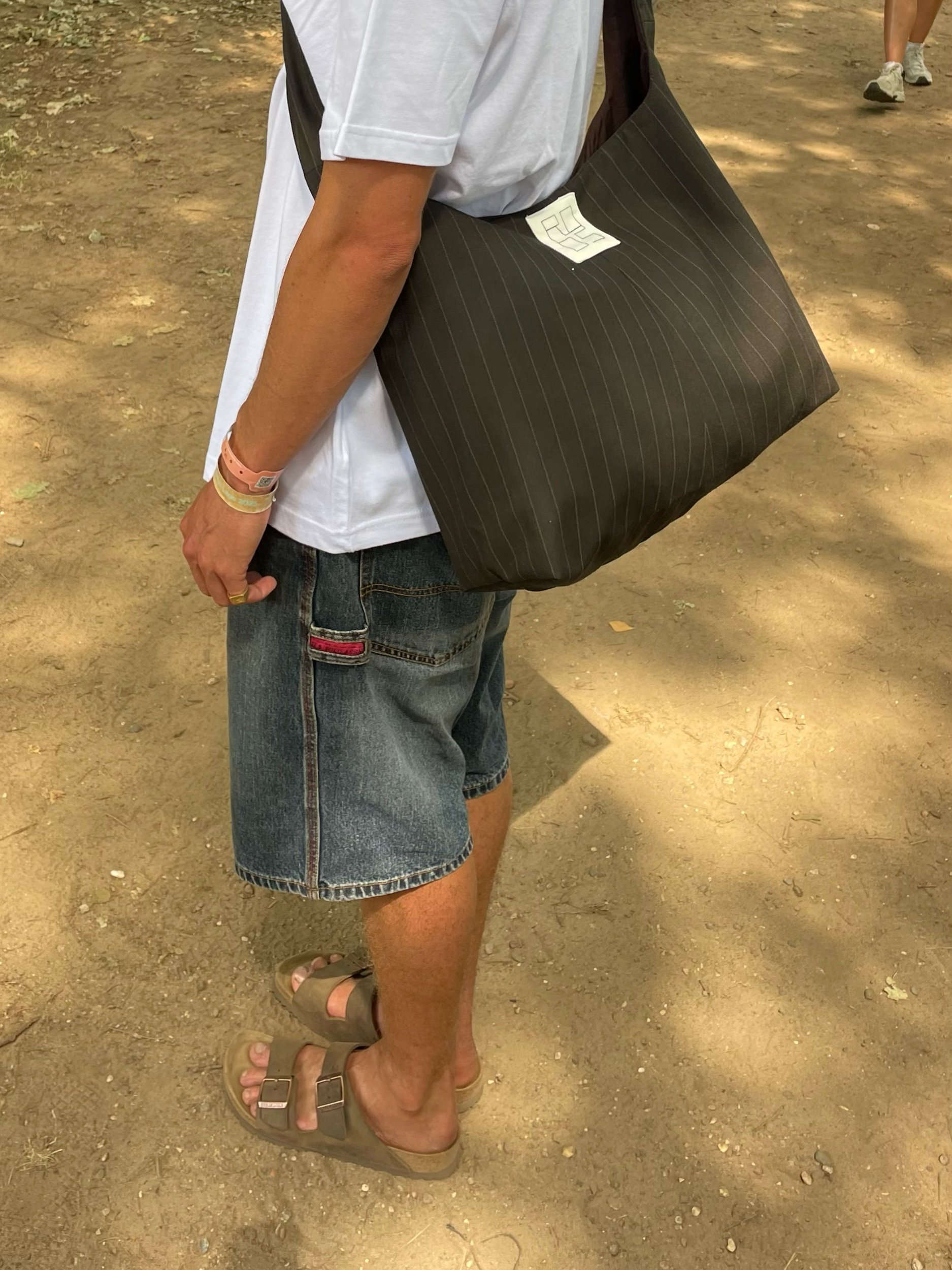 Crossbody Classic—Brown Pinstripe