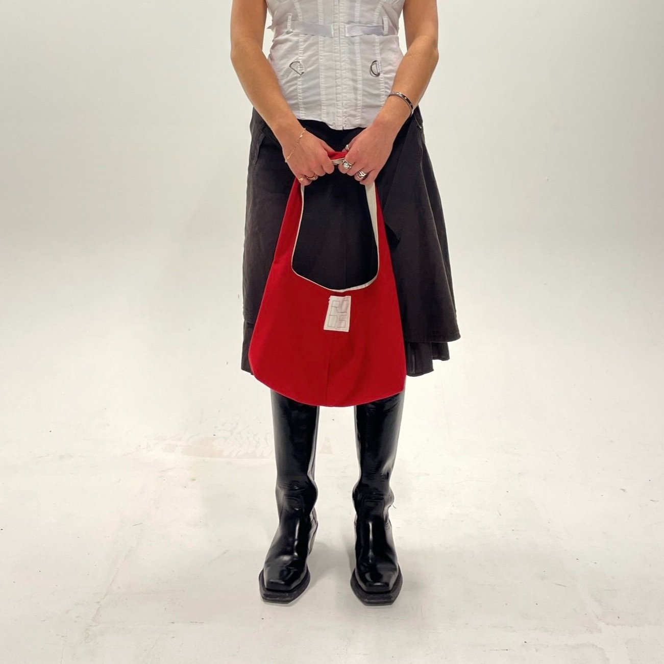 Shoulder Bag—Red & Off-white (Reversible)