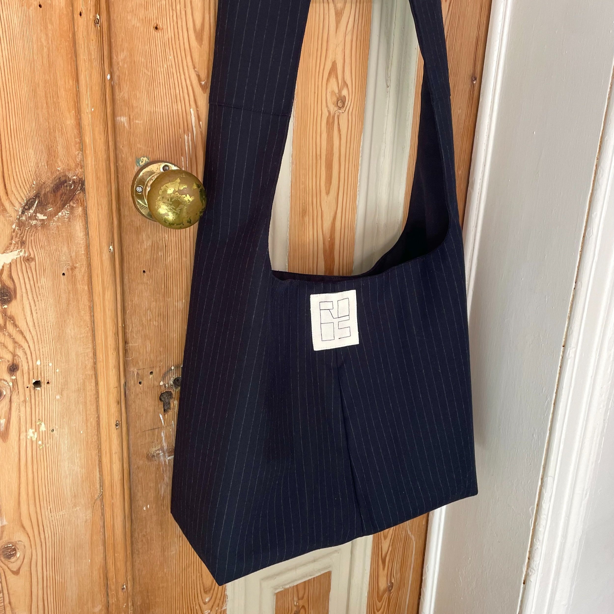 Crossbody Classic—Pinstripe Navy