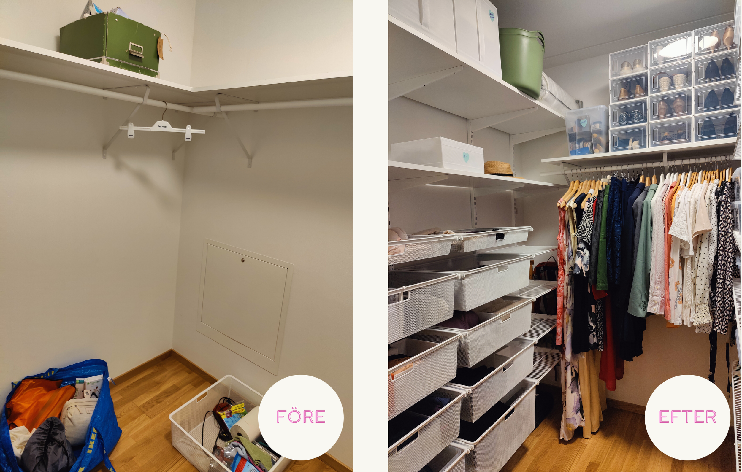 Upppackning av en walk in closet