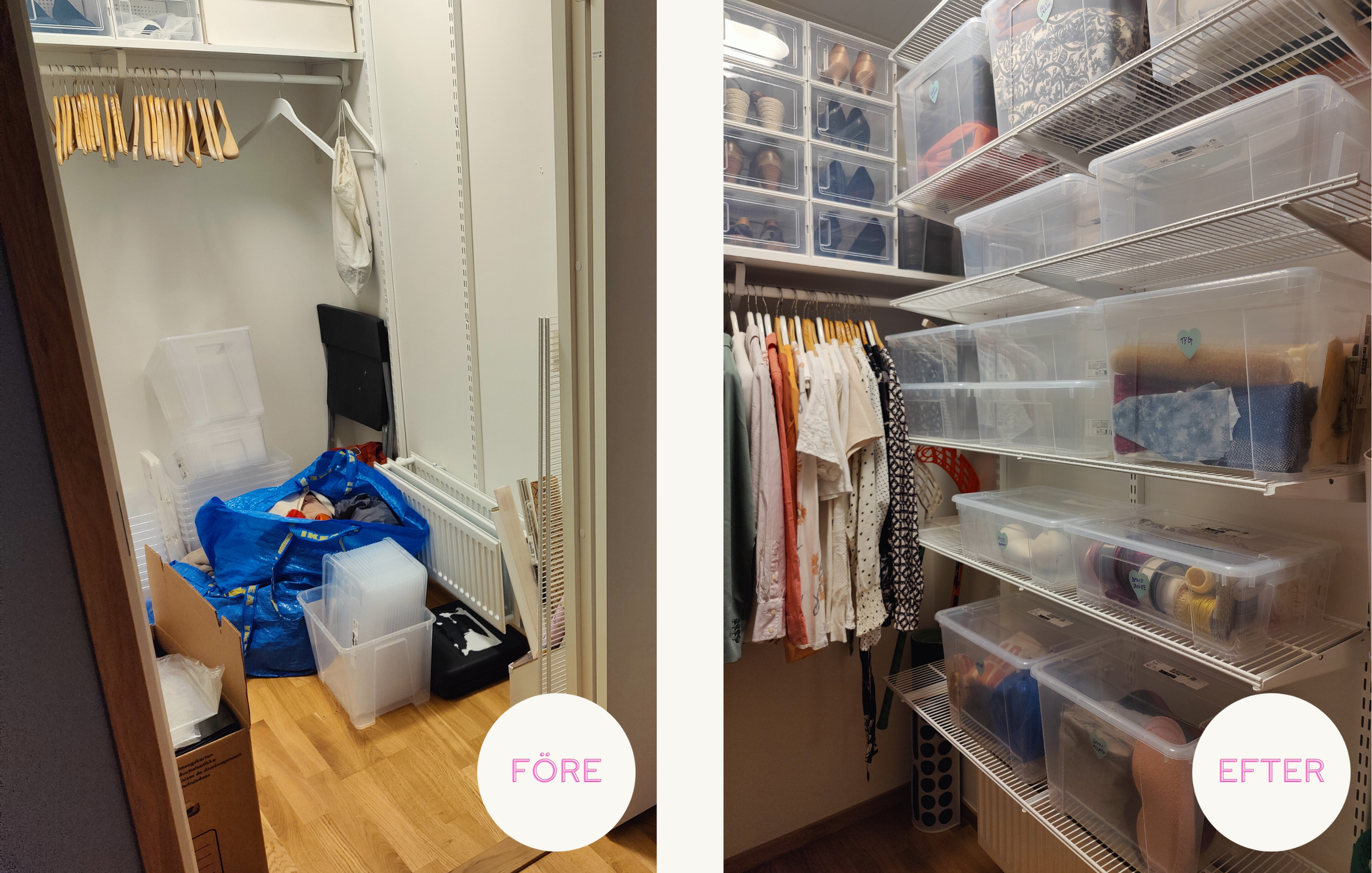Upppackning av en walk in closet