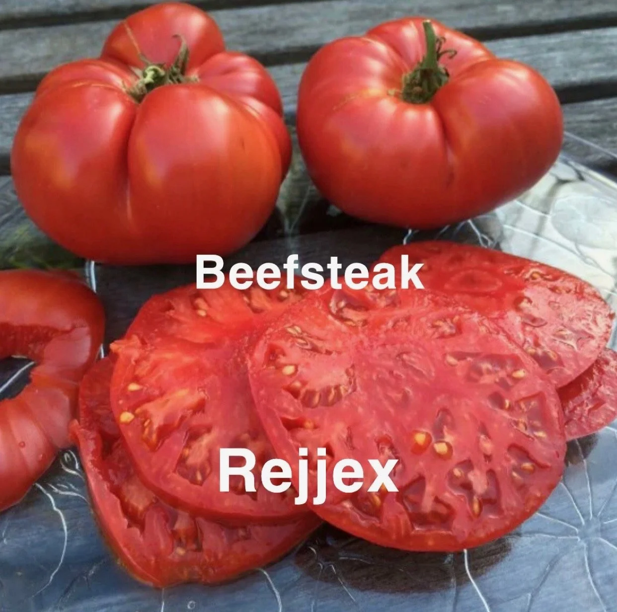The Rejjex Heirloom Beefsteak is a bold, high‑impact variety known for its dramatic coloring, dense flesh, and powerful old‑fashioned flavor. The flavor is intense and memorable: sweet at the front, earthy in the middle, and bright on the finish, wit
