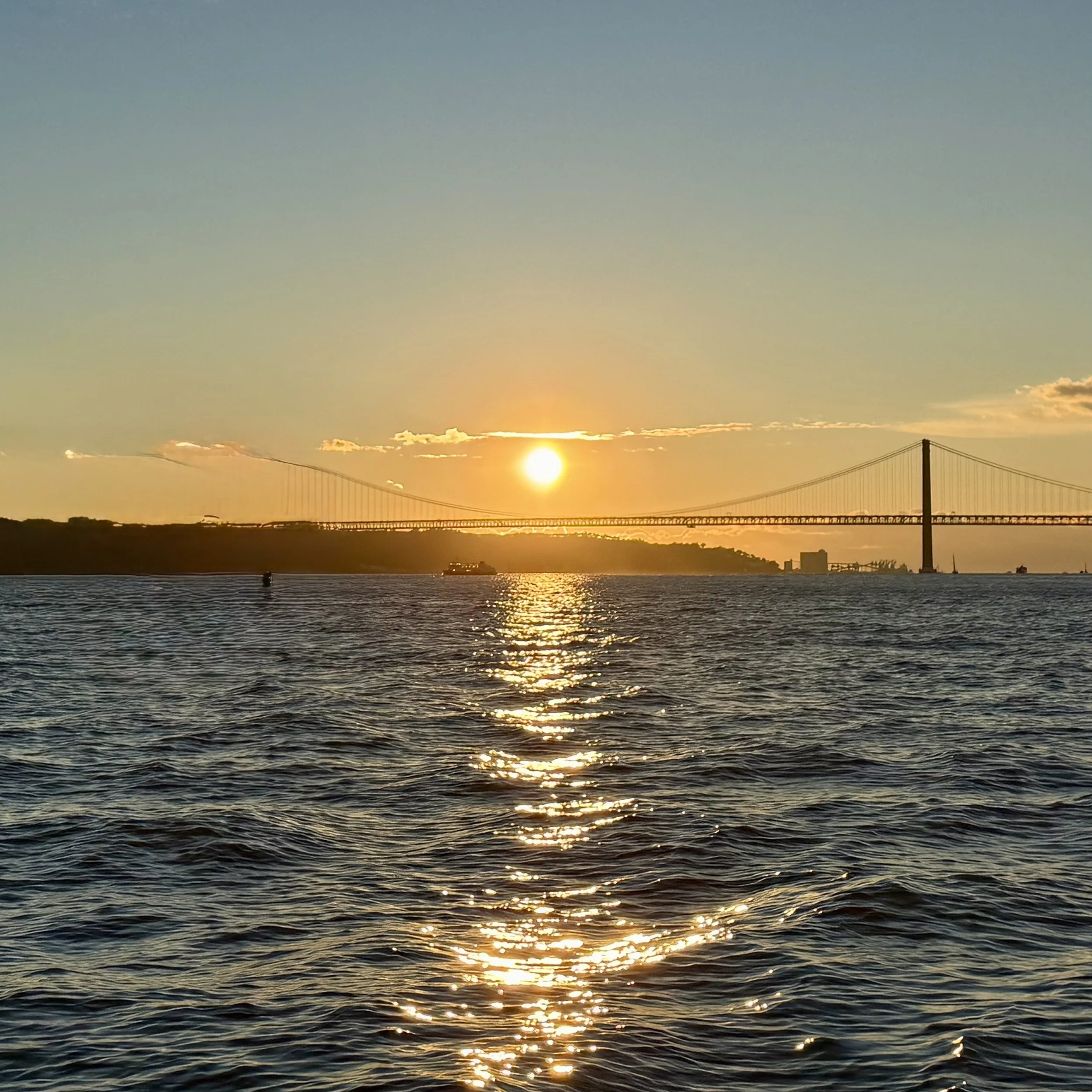 The sun setting on the Tagus River