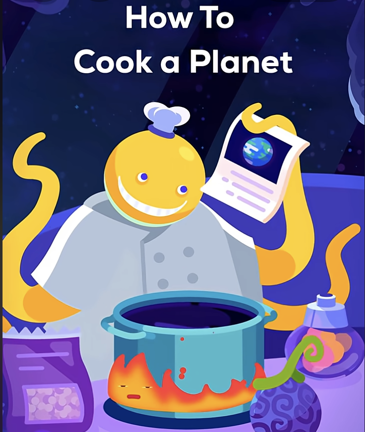 kurzgesagt youtube thumbnail about how to cook a planet, a youtube short written by Lucas Kreuzer