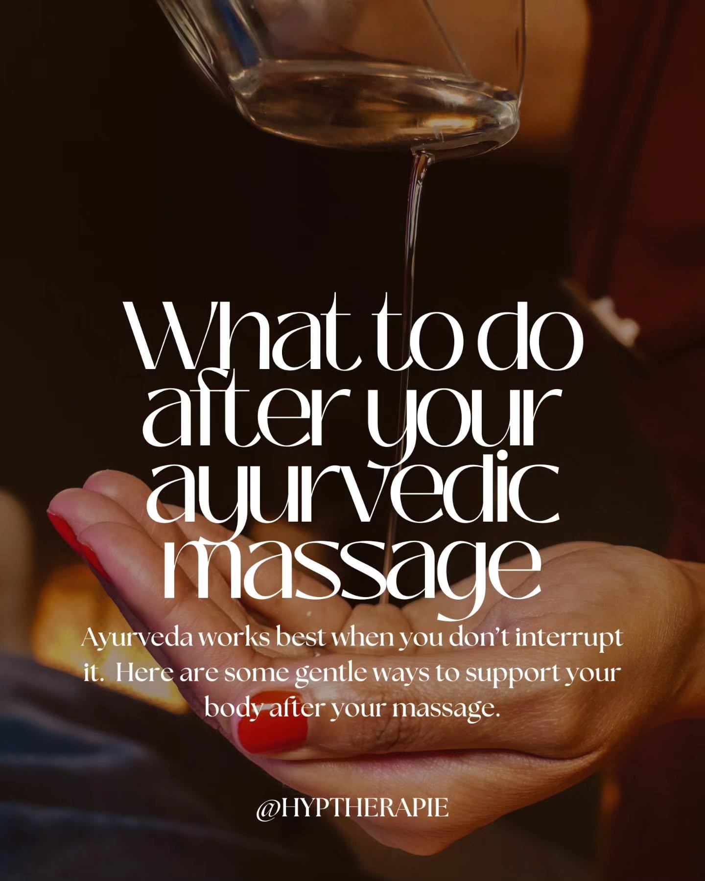 I often have clients ask me what I advise doing after an ayurvedic massage. 

These are my top tips for looking after yourself post-treatment🕯

#Ayurveda #hyptherapie #nottingham