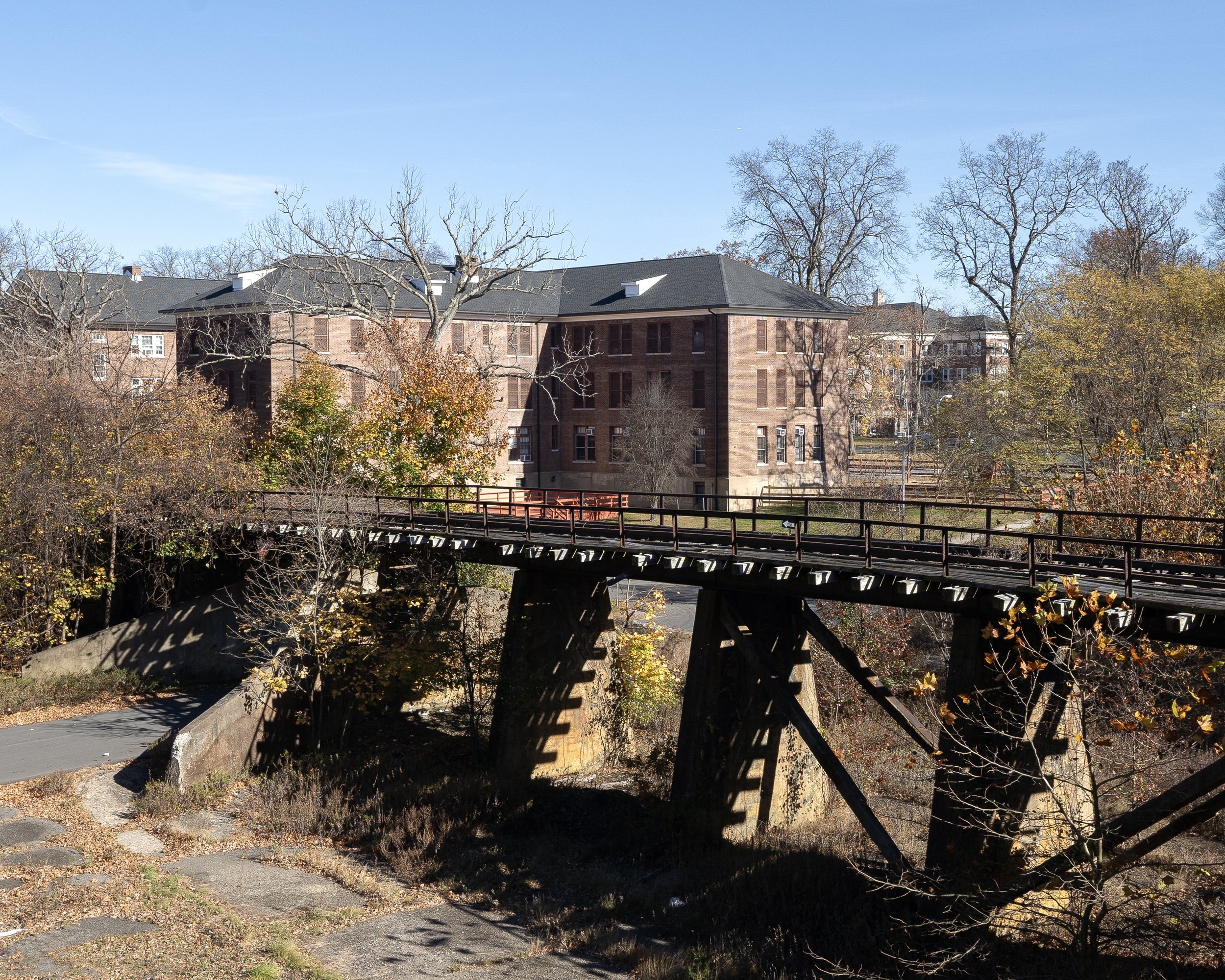 Rail Tracks & Wallach Hall (building 51) 