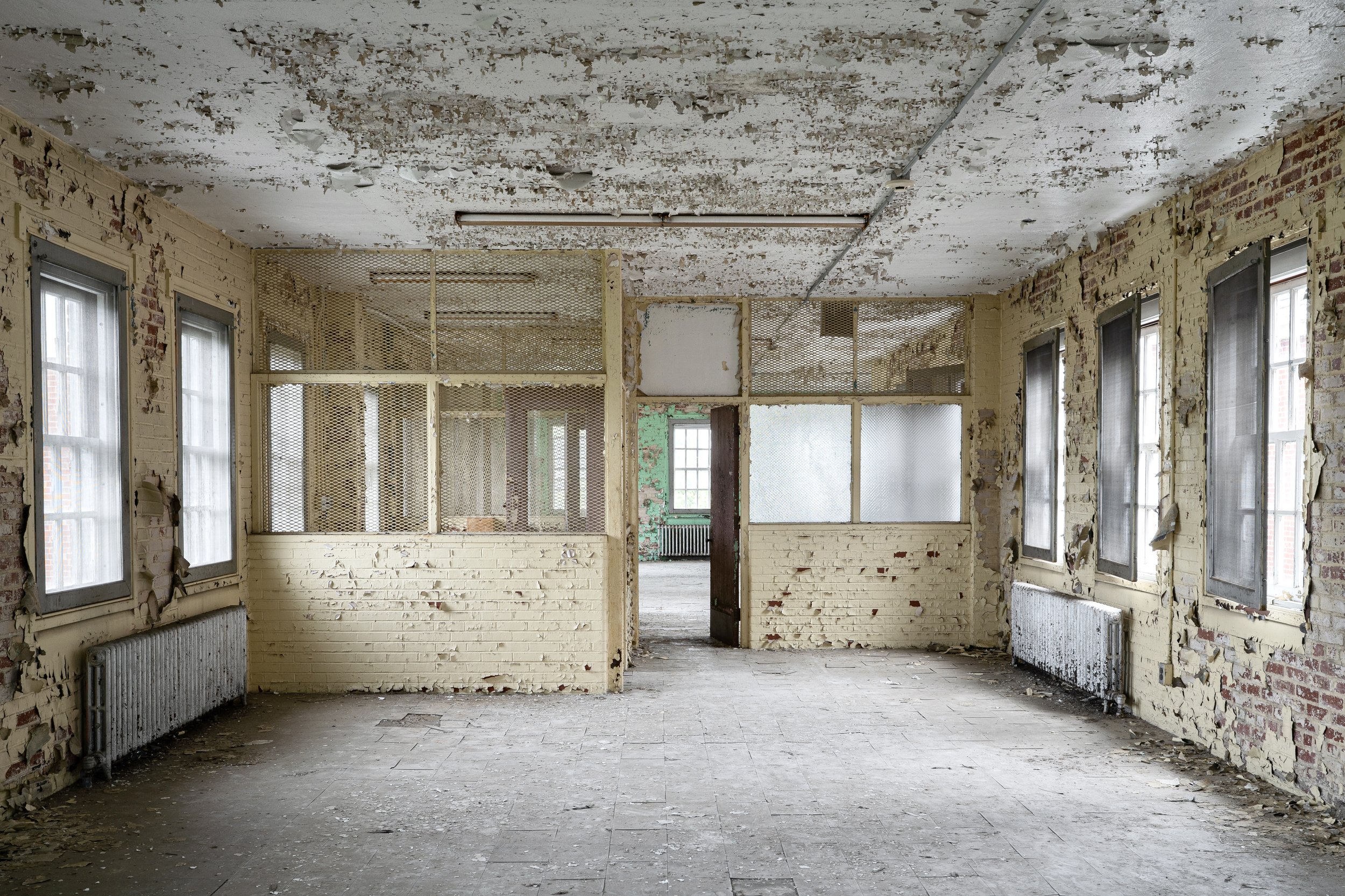 Open Floor Plan Patient Ward & Nurse's Station. State Hospital
