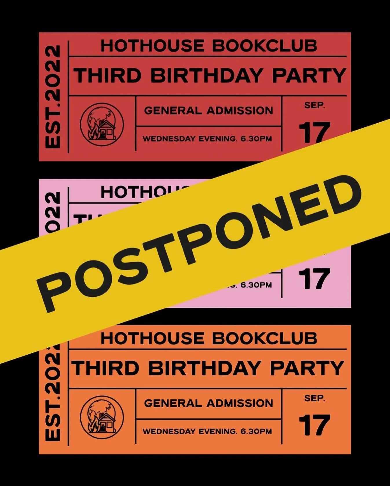Unfortunately, due to unforeseen circumstances, we&rsquo;re having to ❌ POSTPONE ❌ our third-year birthday party event next week (Weds 17 Sep)! If you have already bought tickets, please don&rsquo;t worry, you will be automatically refunded. We will 