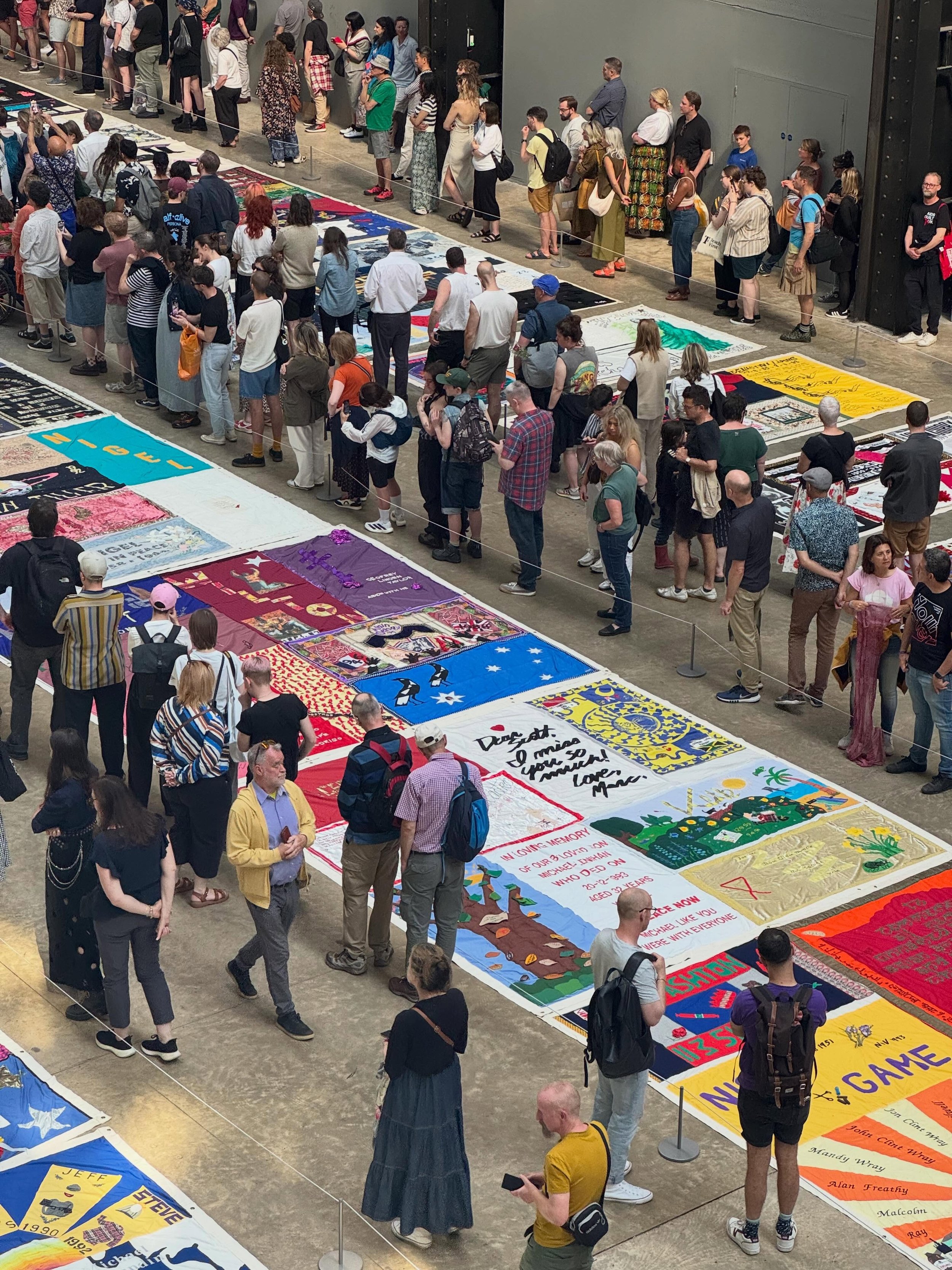 UK AIDS memorial quilt was displayed last year at the Tate modern over a weekend in June, the display was initiated by Charlie Porter and mentioned in our current read of his &ldquo;Nova Scotia House&rdquo;. 

It was created to honour the lives of pe