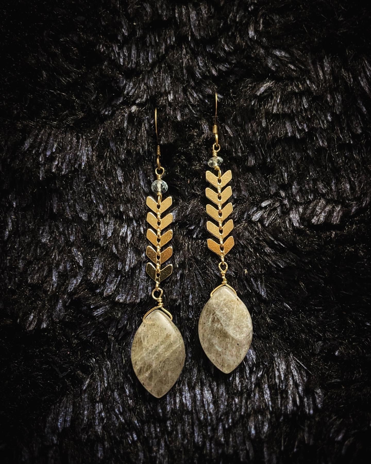 Labradorite and topaz dangles