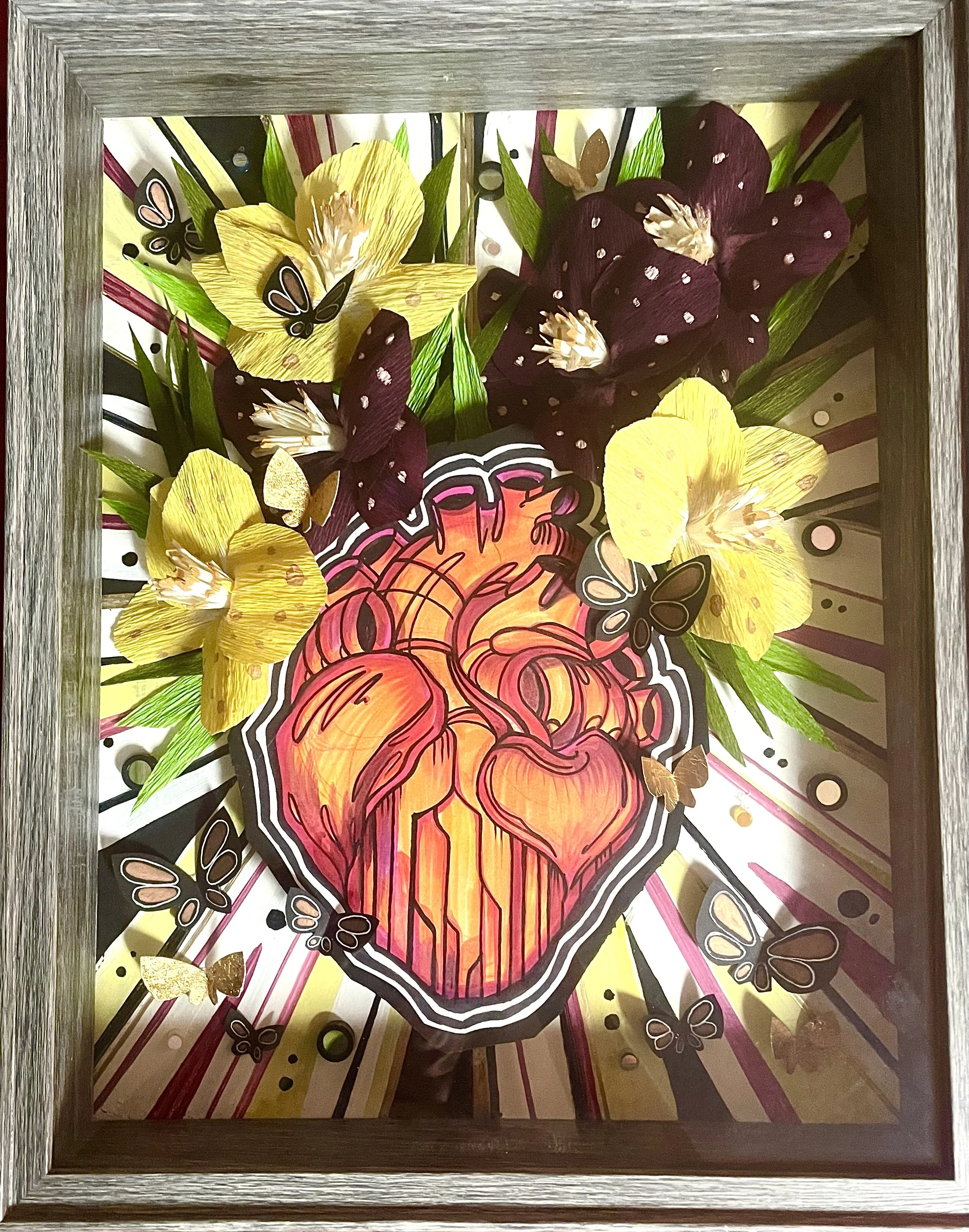 Spotted flower heart box