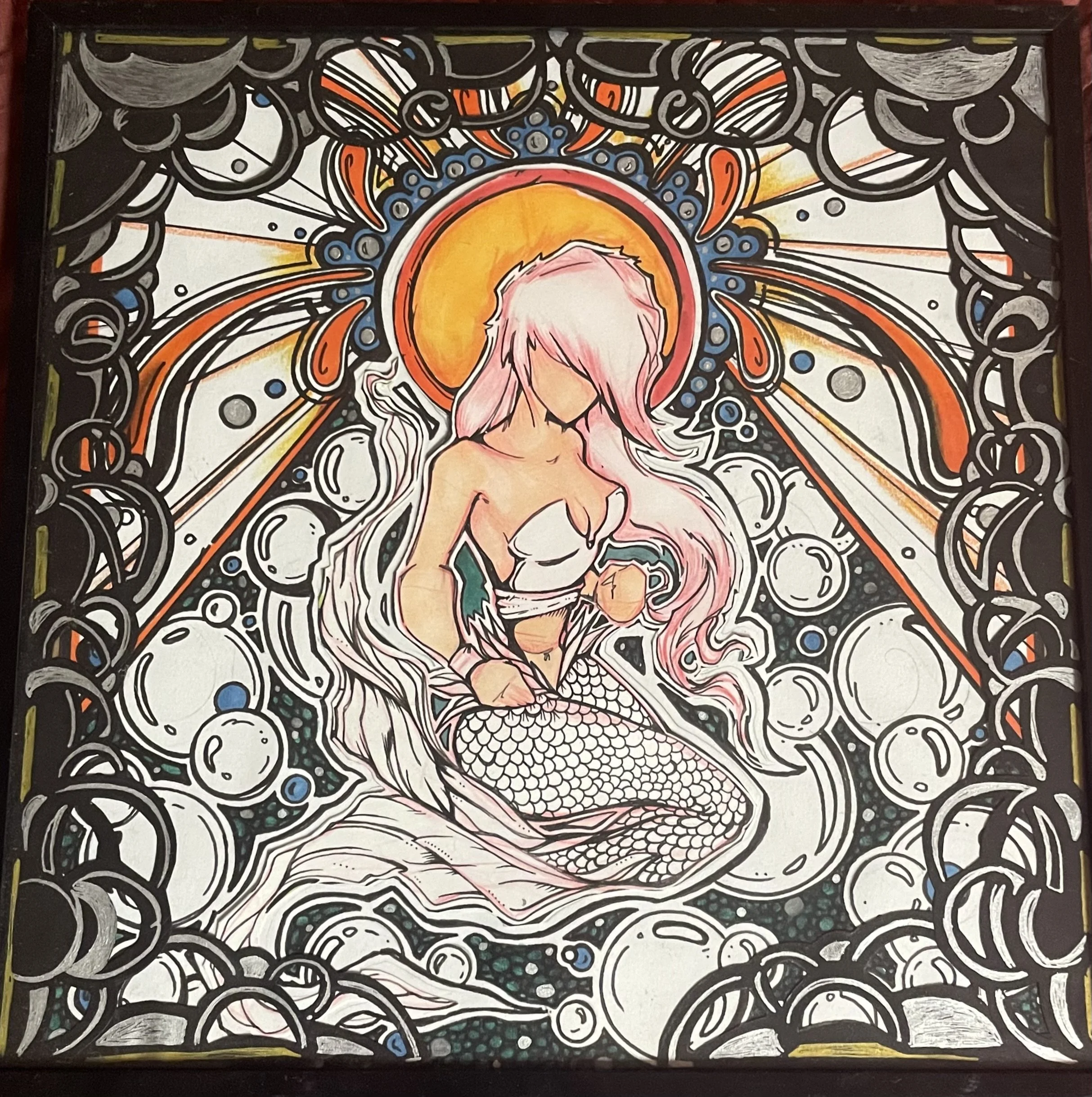 Framed mermaid original