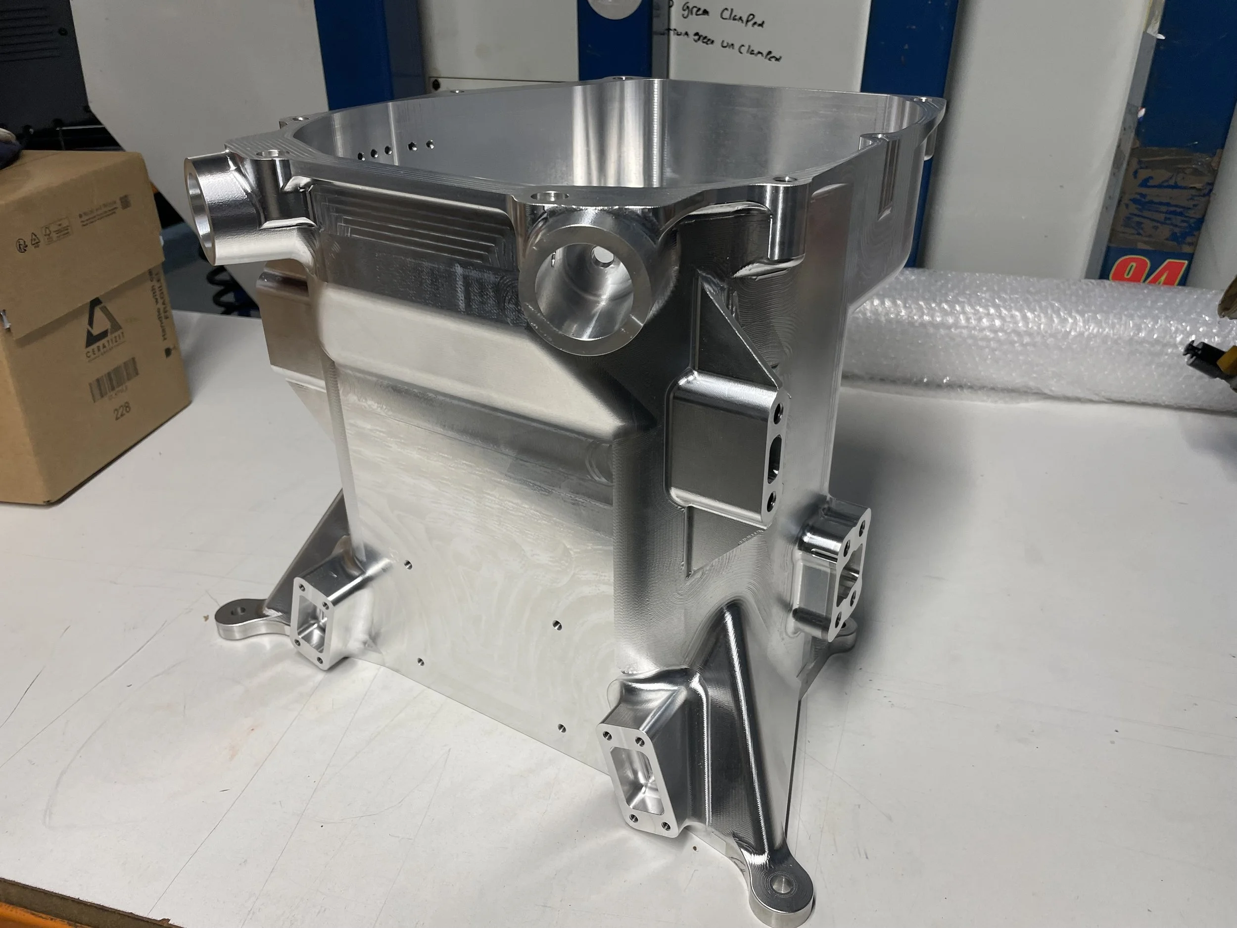 machined aluminium engine component 