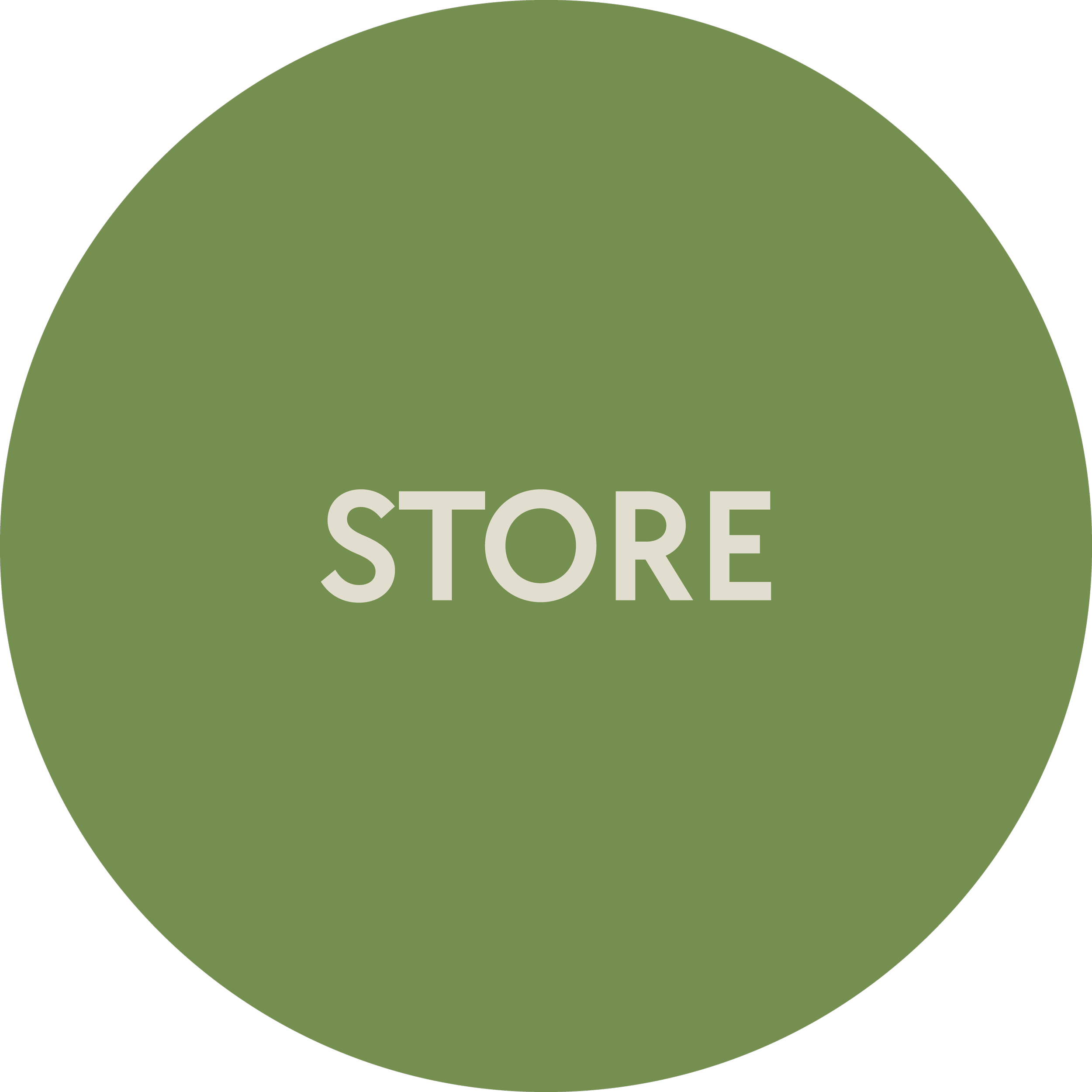 Green circular stop sign with the word 'STORE' in white letters.