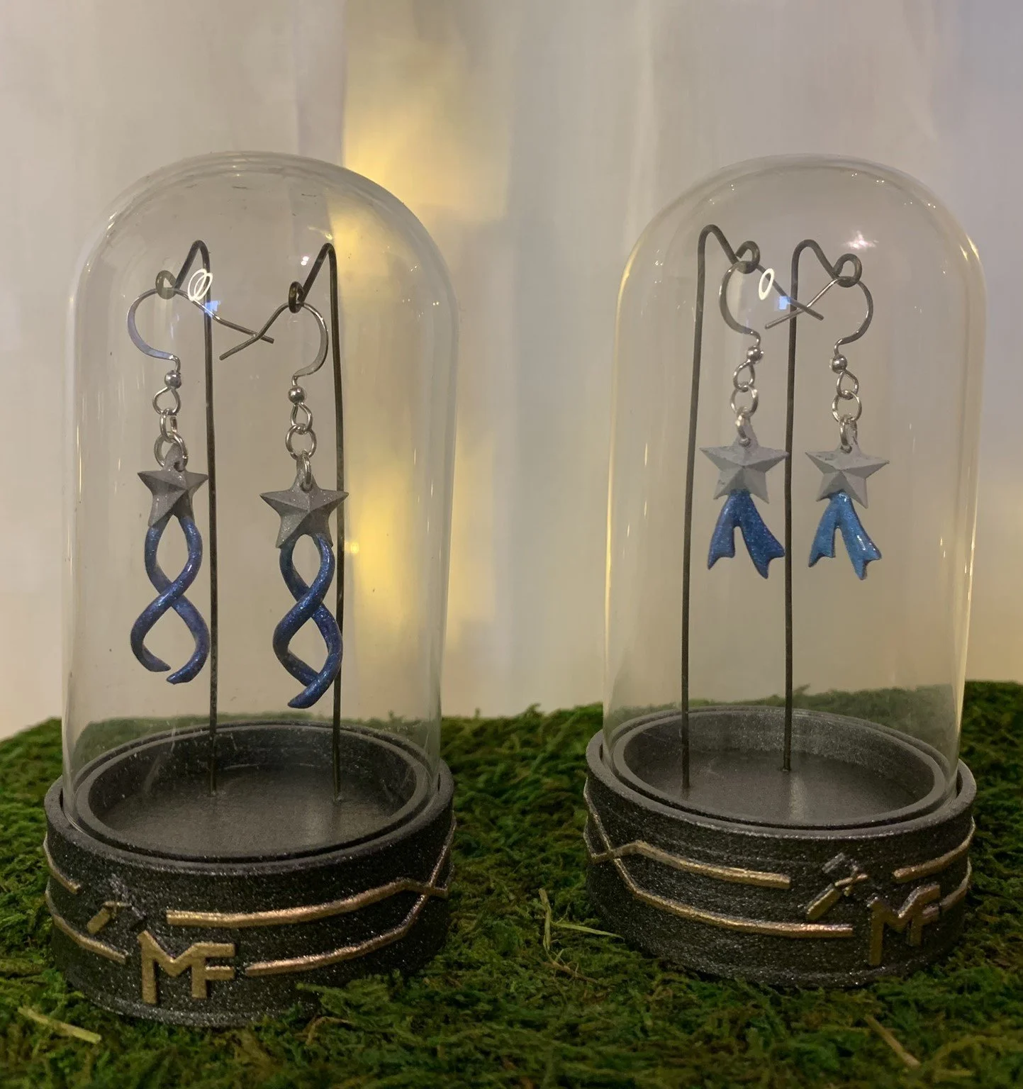 Shooting & Spiral Star Earrings - Resin Printed