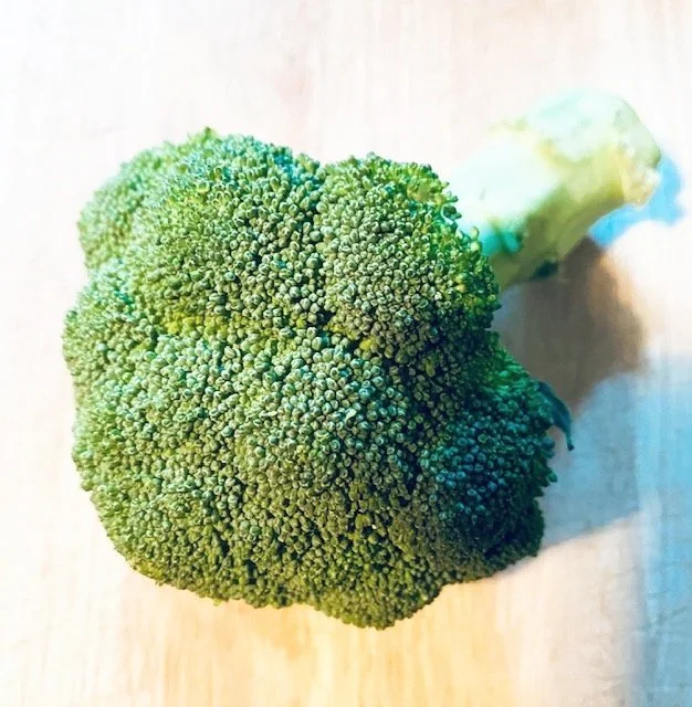 Close up of a green broccoli floret