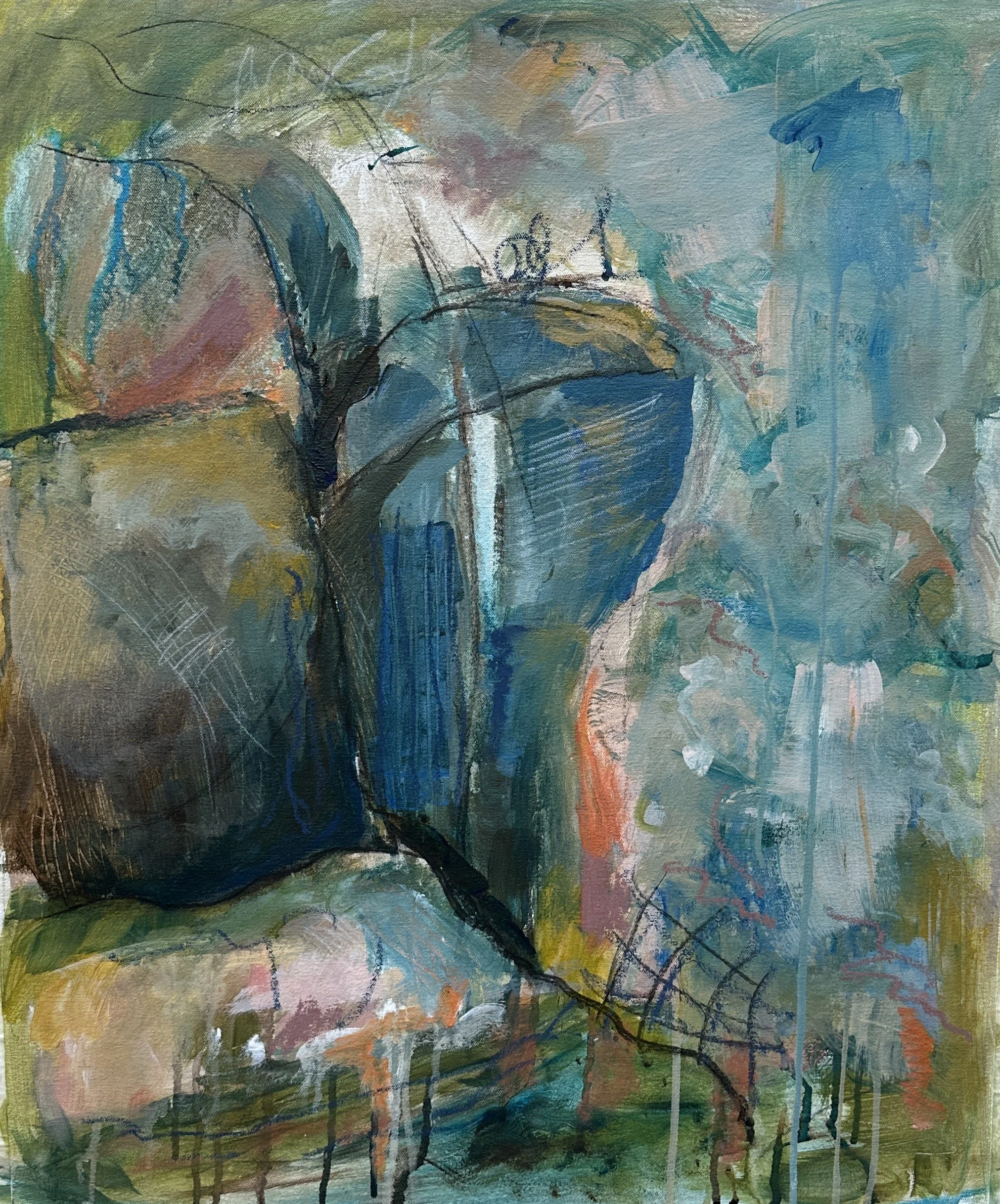 Collection of original abstract acrylic paintings of Sidmouth and the Jurassic Coast by NAPA artist Jayne Ensor