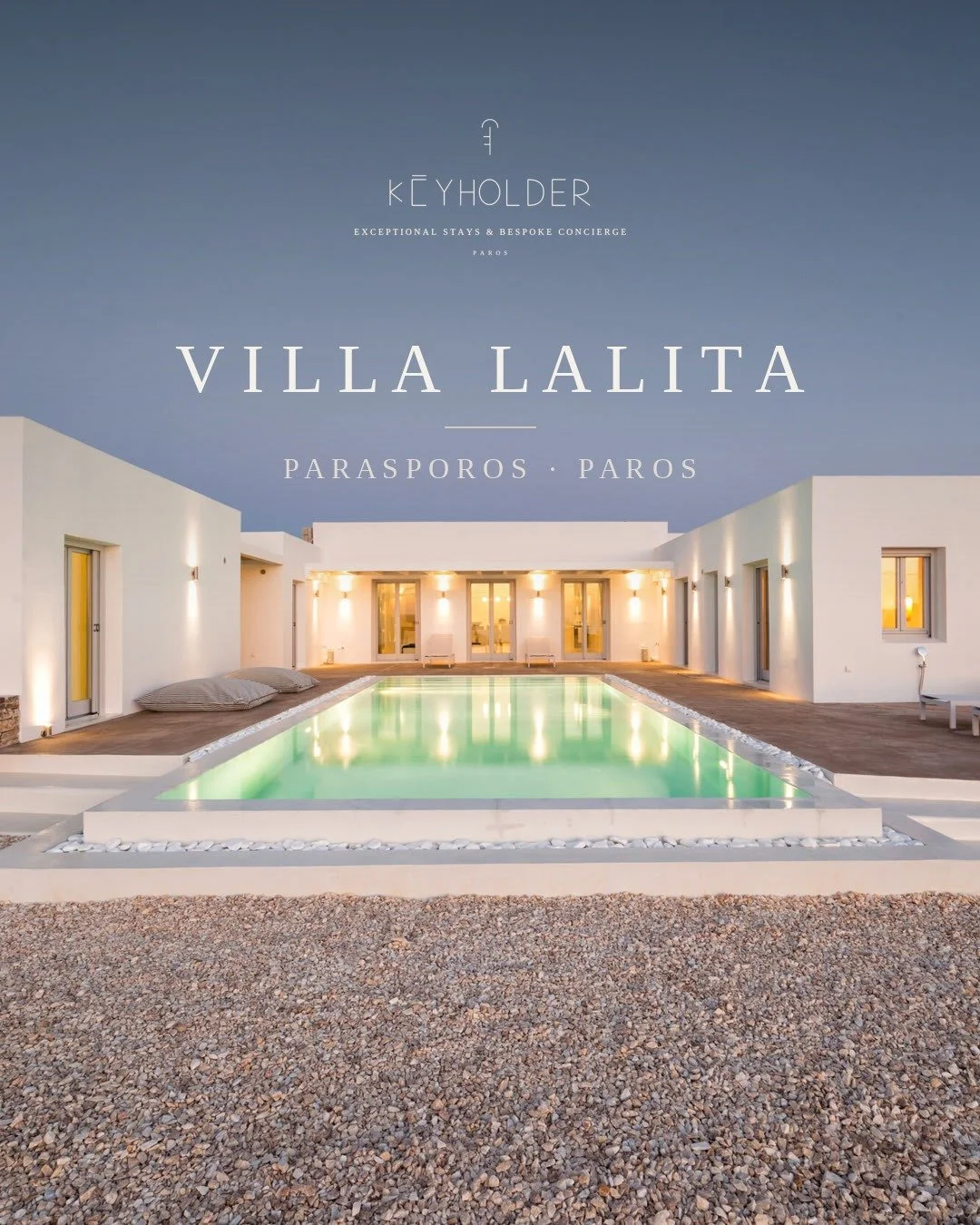 VILLA LALITA &middot; Parasporos
Symmetry at dusk, the pool glowing between. Four airy bedrooms near Parasporos beach.
Sleeps 8 &middot; 4 bedrooms
The key is waiting &rarr; keyholderparos.com/villa-lalita
#Keyholderparos #paros #concierge #villarent