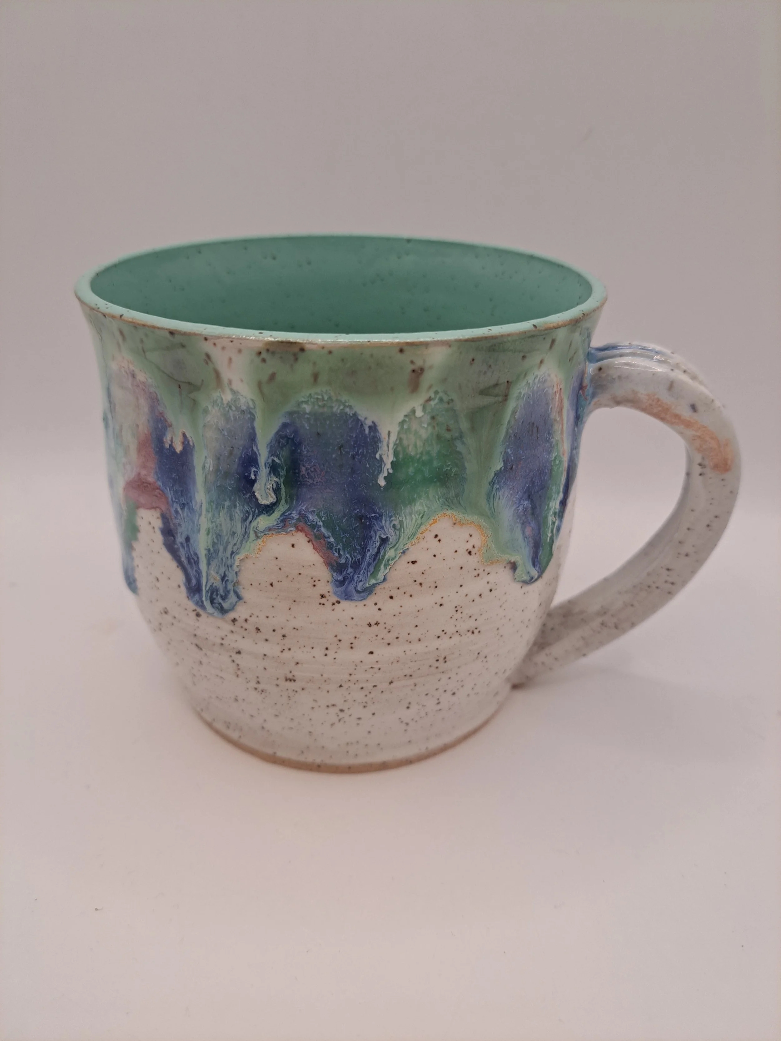 Large mint green drip mug