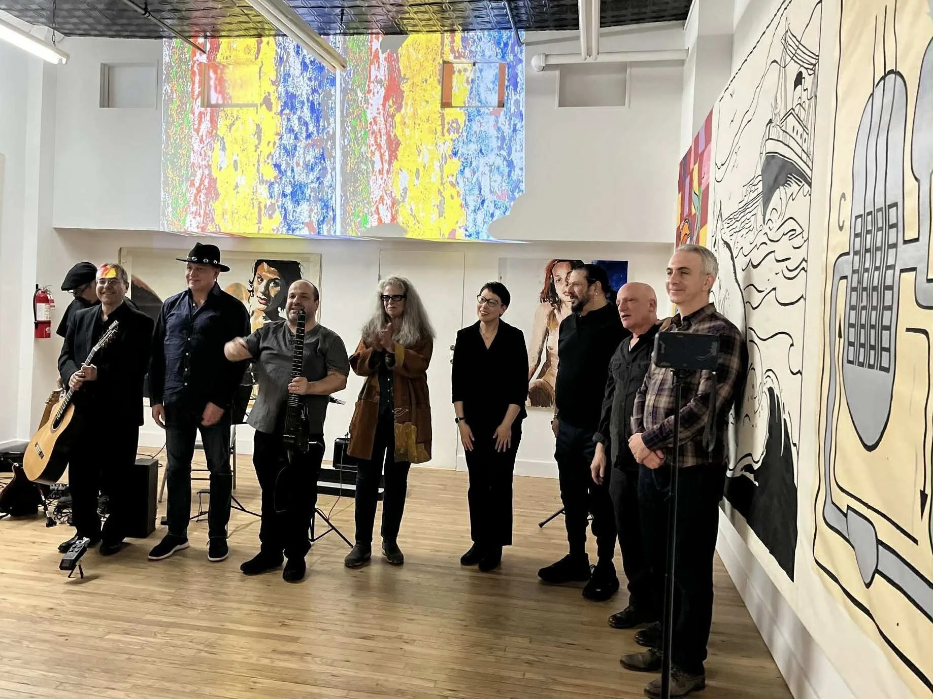  (L to R) Dan Cooper, Oren Fader, Robert C. Ford, Gene Pritsker, Kitty Brazelton, Lish Lindsey, Pedro Cortes, Dave Soldier, Shanan Estreicher  Photo: Kim Pritsker 