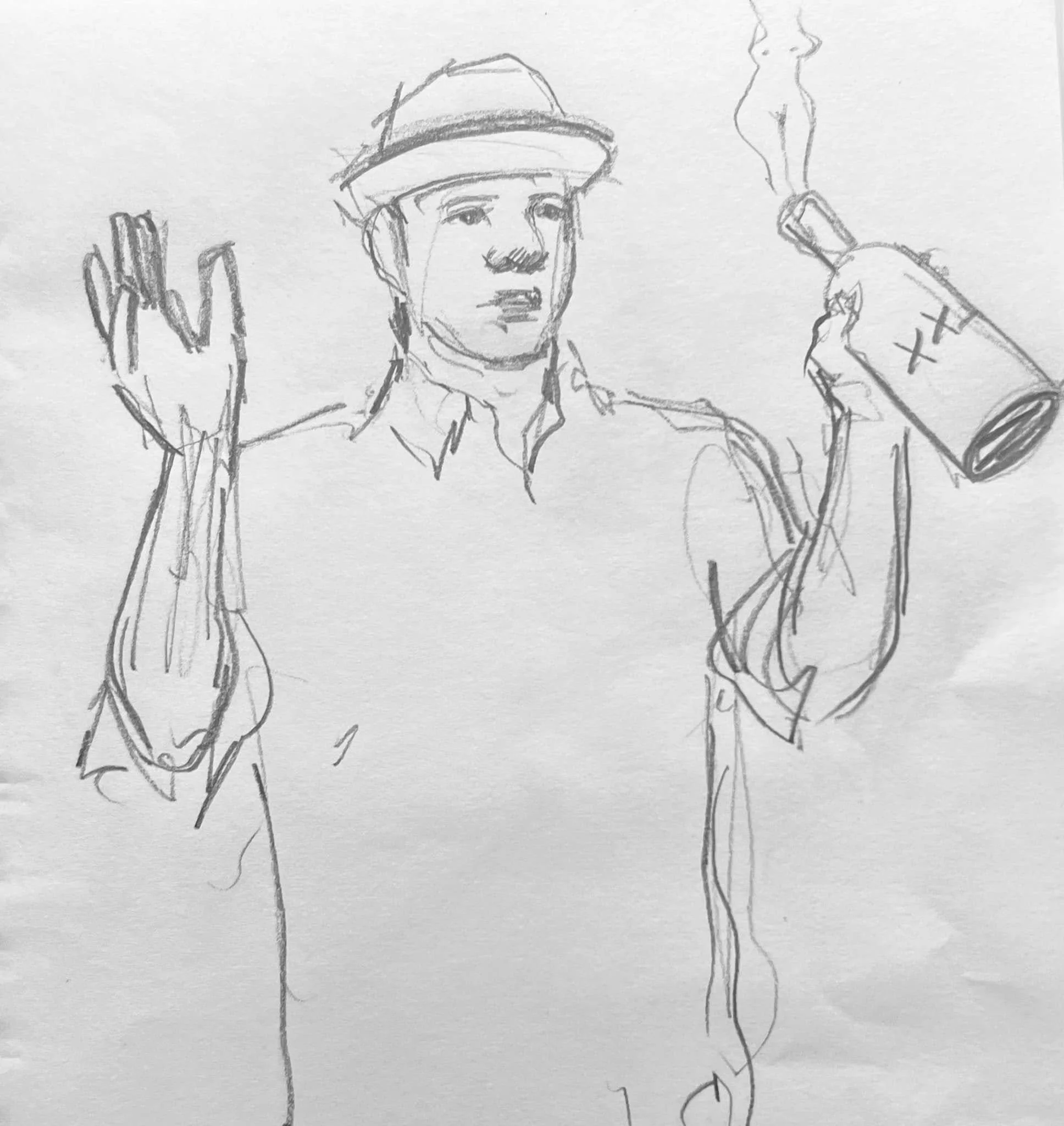 Fred Harper sketches Robert C. Ford performing “Suicide Barbie” at Sky Vault.