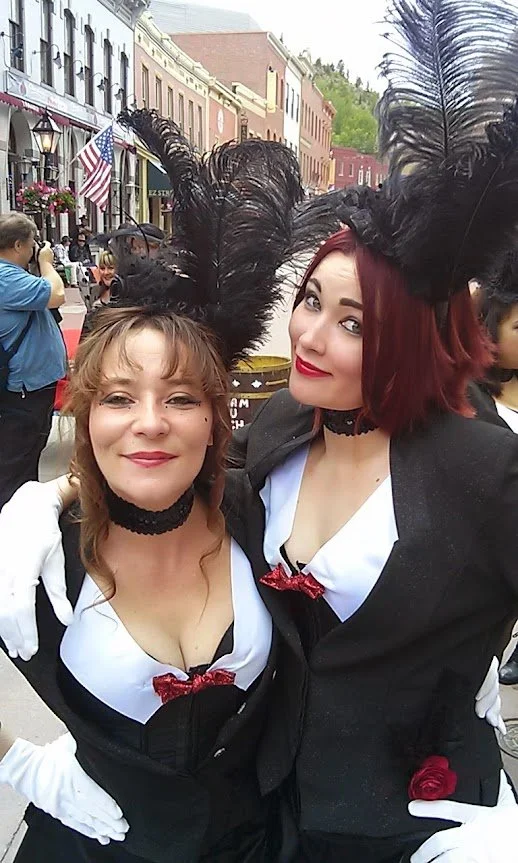 Jen and Sierra portraying 1800s Sporting House Girls at Central City’s Lou Bunch Day 2014, part of Colorado’s Wild West history