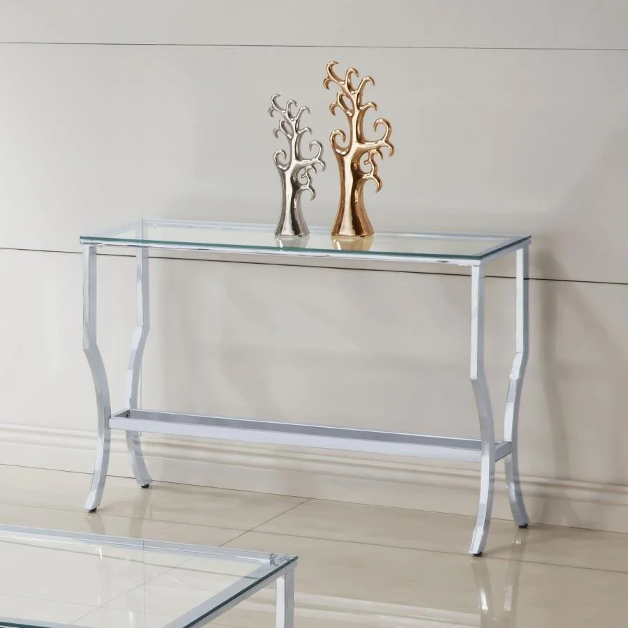 Saide Rectangular Glass Top Entryway Console Table Chrome