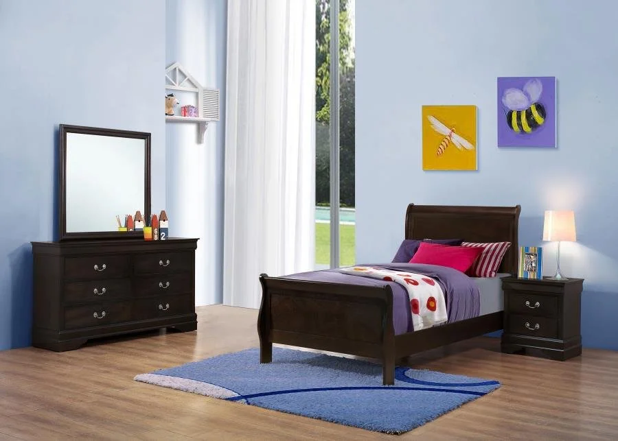 Louis Philippe Twin Bedroom Set Cappuccino