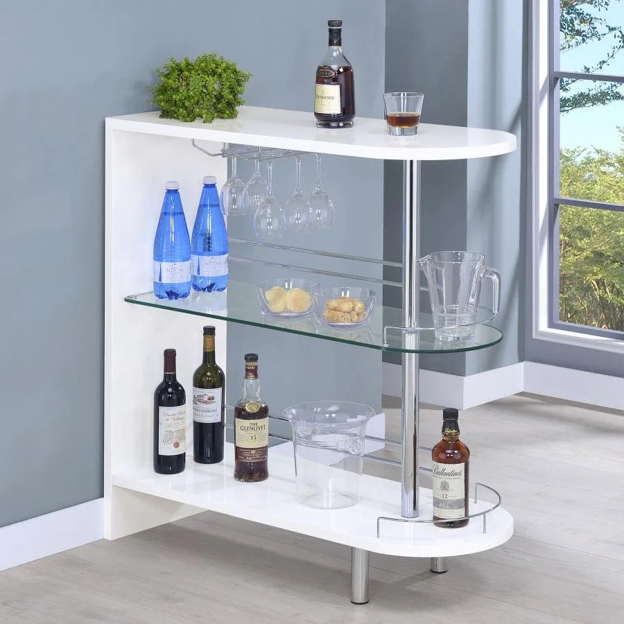 Adolfo Rectangular 2-tier Home Bar Table High Gloss