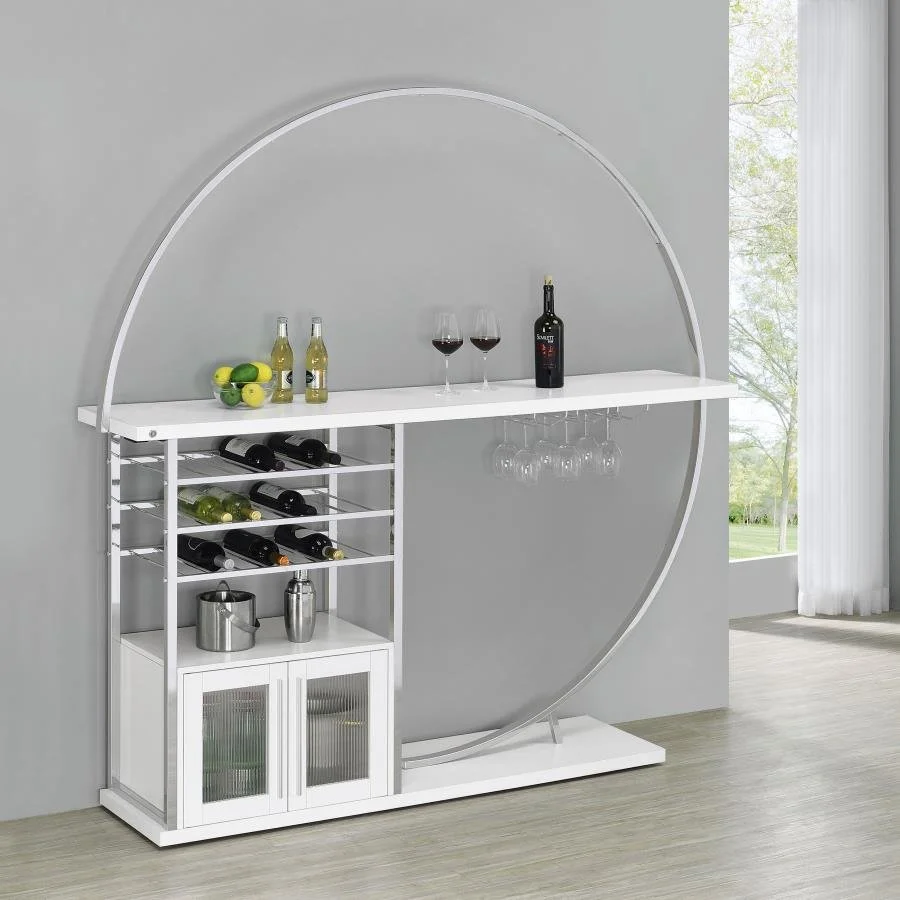 Risley 2-door Circular LED Wine Cabinet  High Gloss 2 Colors
