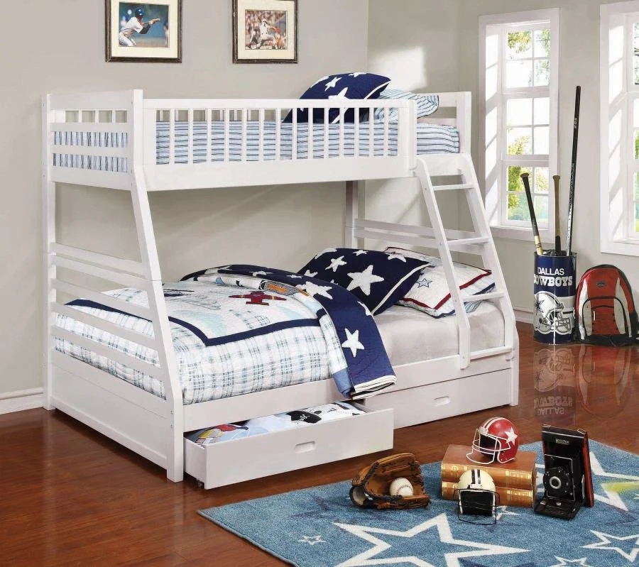 Ashton 2-drawer Wood Twin Over Full Bunk Bed 4 Colors