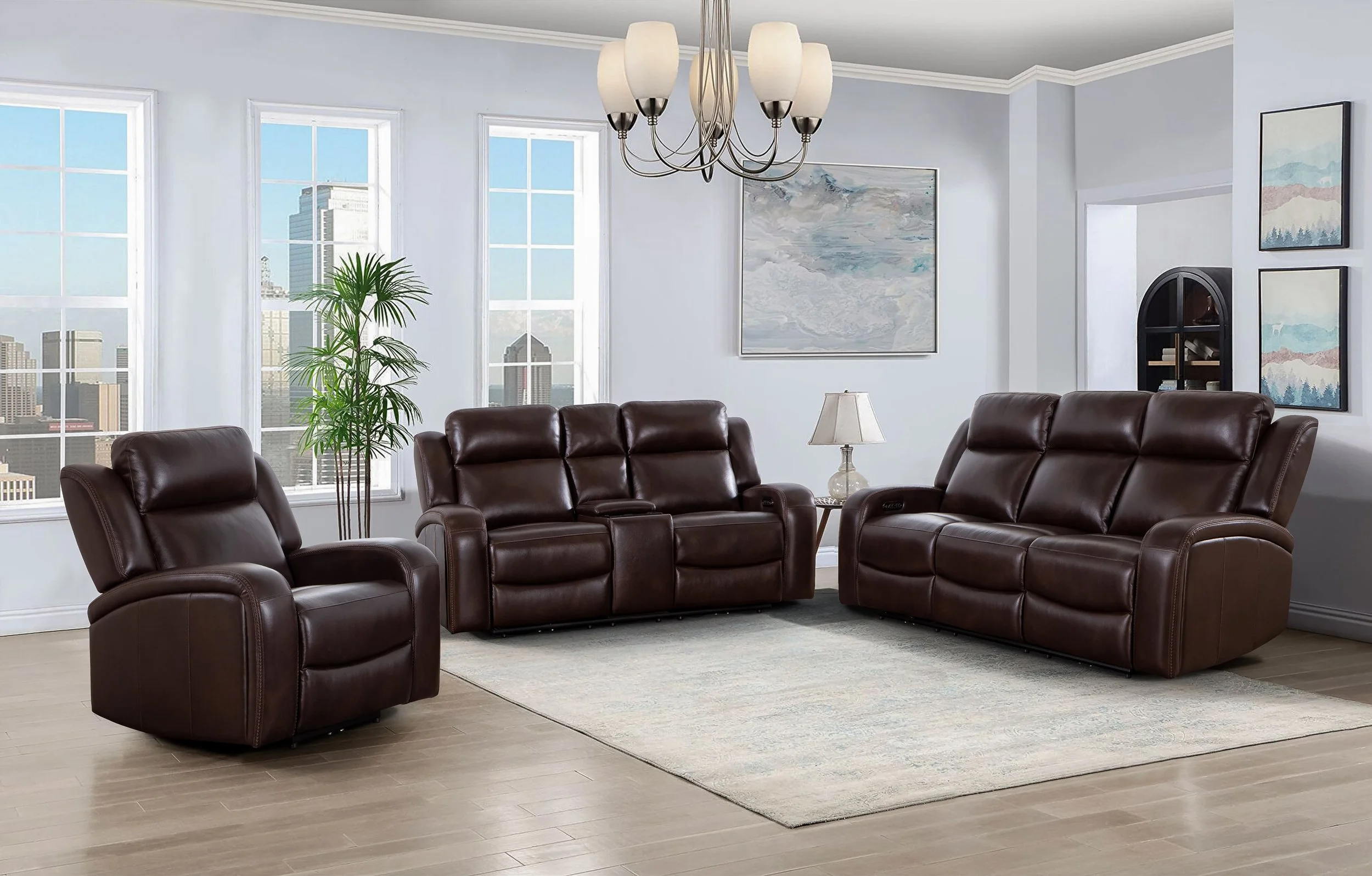 Logan Top Grain Leather Living Room